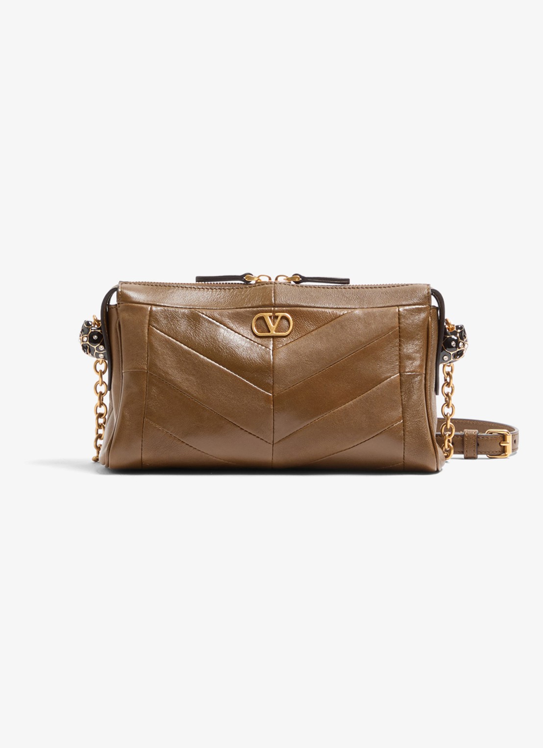 Valentino Garavani Small schoudertas van lamsleer - voorkant 5 bruin