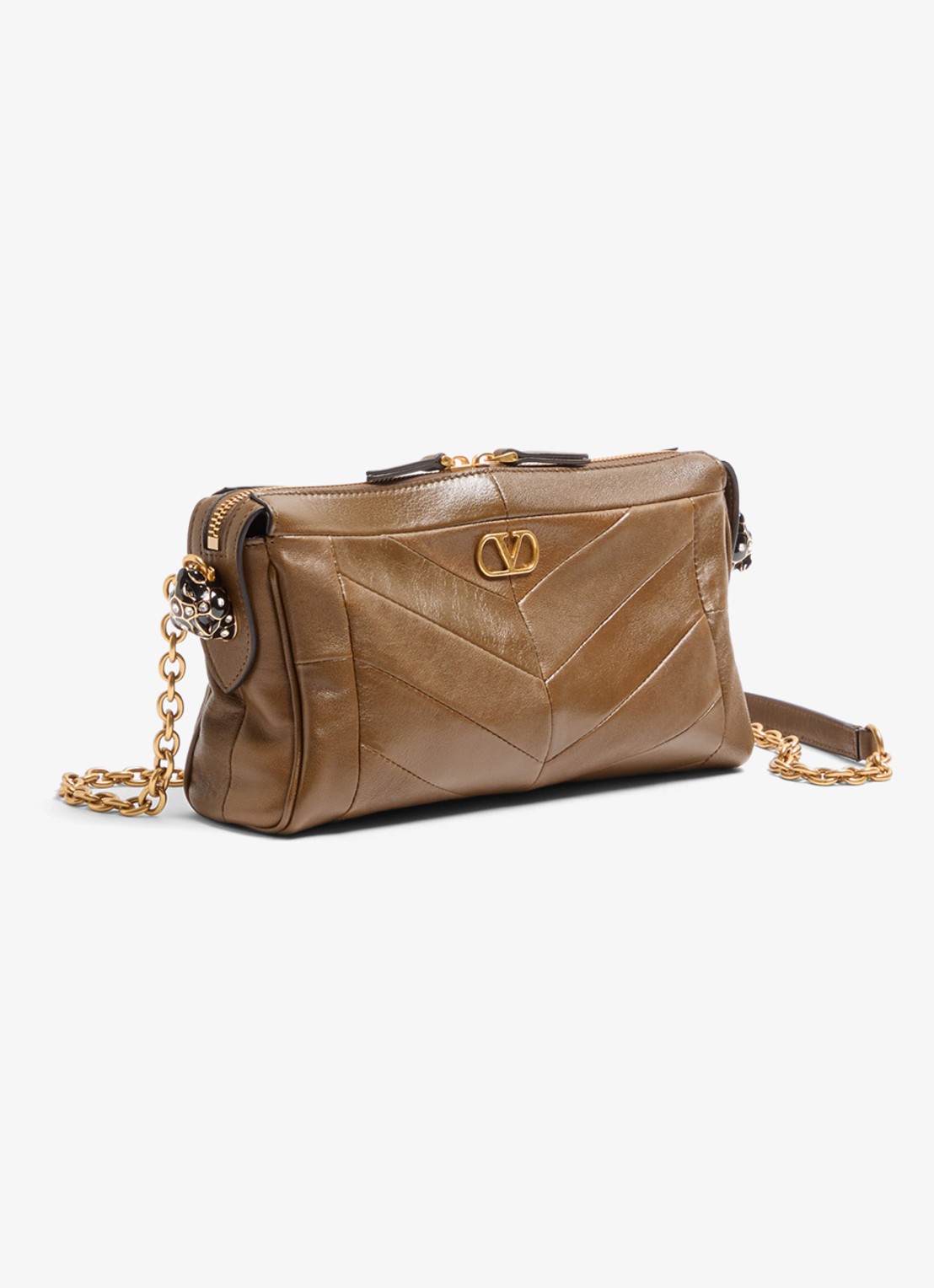 Valentino Garavani Small schoudertas van lamsleer - voorkant 6 bruin