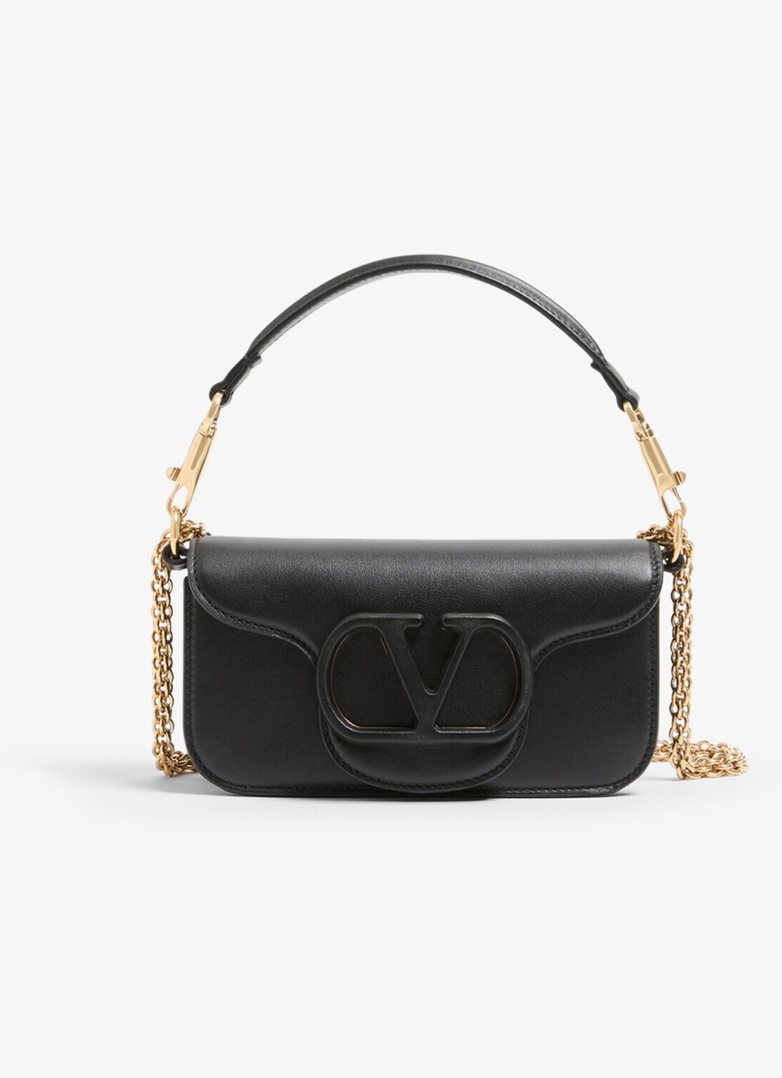 Valentino Garavani Small schoudertas van lamsleer - voorkant 5 zwart