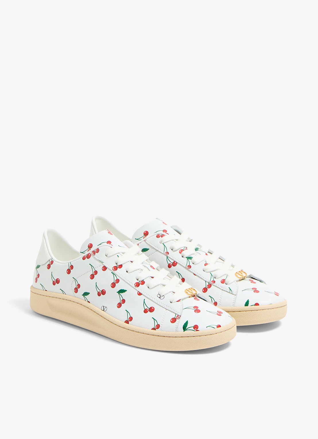 Valentino Garavani Sneaker van kalfsleer met print - detail 4 wit