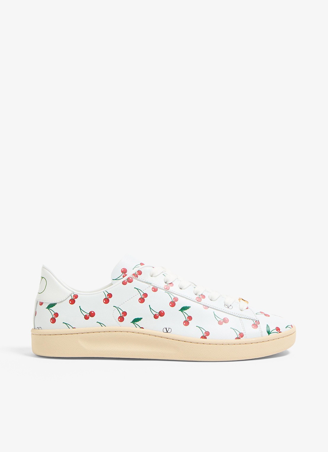 Valentino Garavani Sneaker van kalfsleer met print - voorkant 2 wit