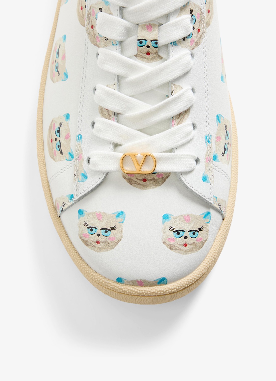 Valentino Garavani Sneaker van kalfsleer met print - detail 2 wit