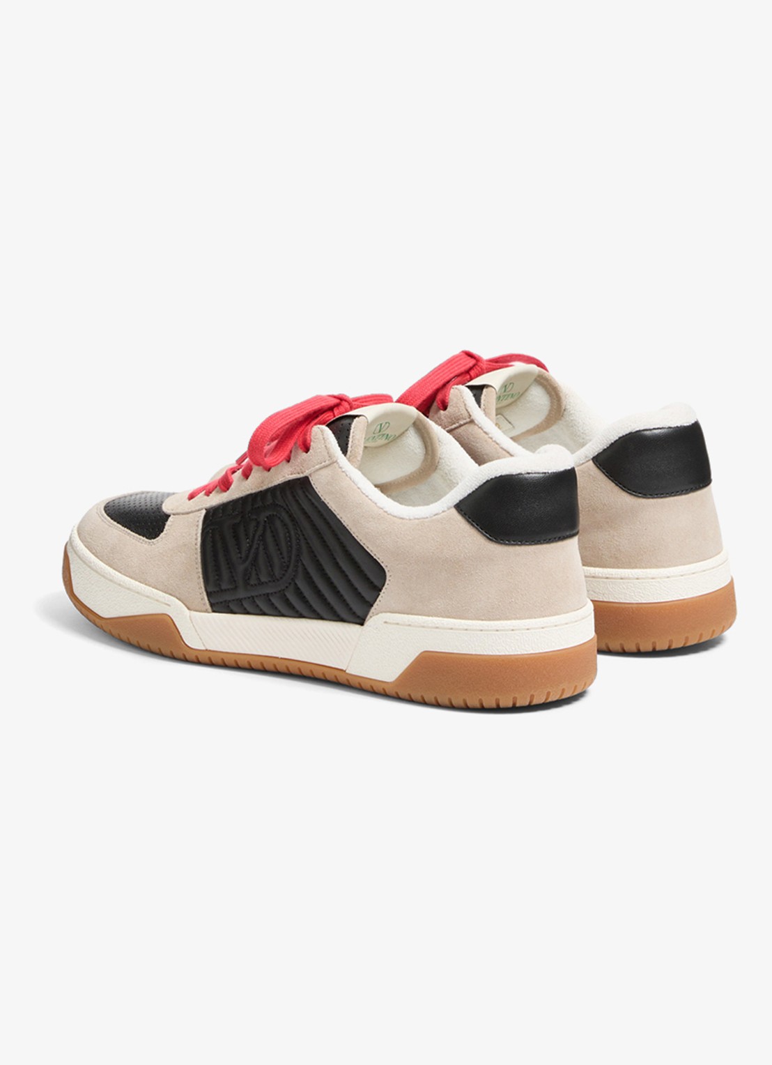 Valentino Garavani Sneaker van leer met suède details - achterkant 7 zwart