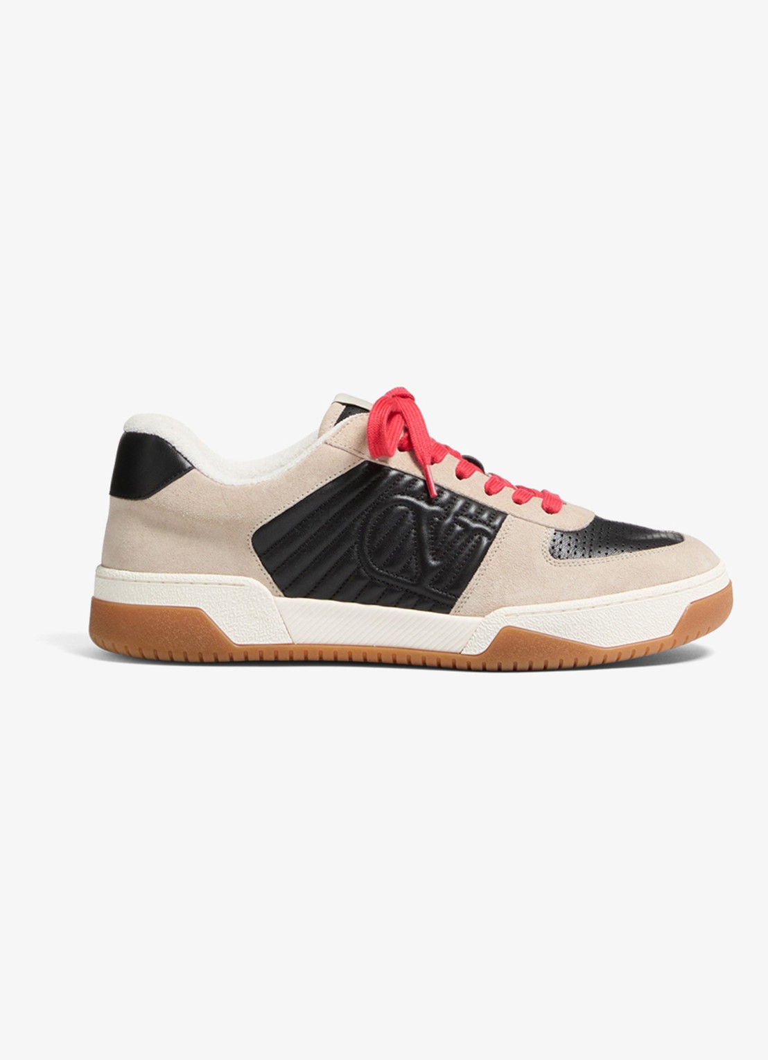 Valentino Garavani Sneaker van leer met suède details - voorkant 5 zwart