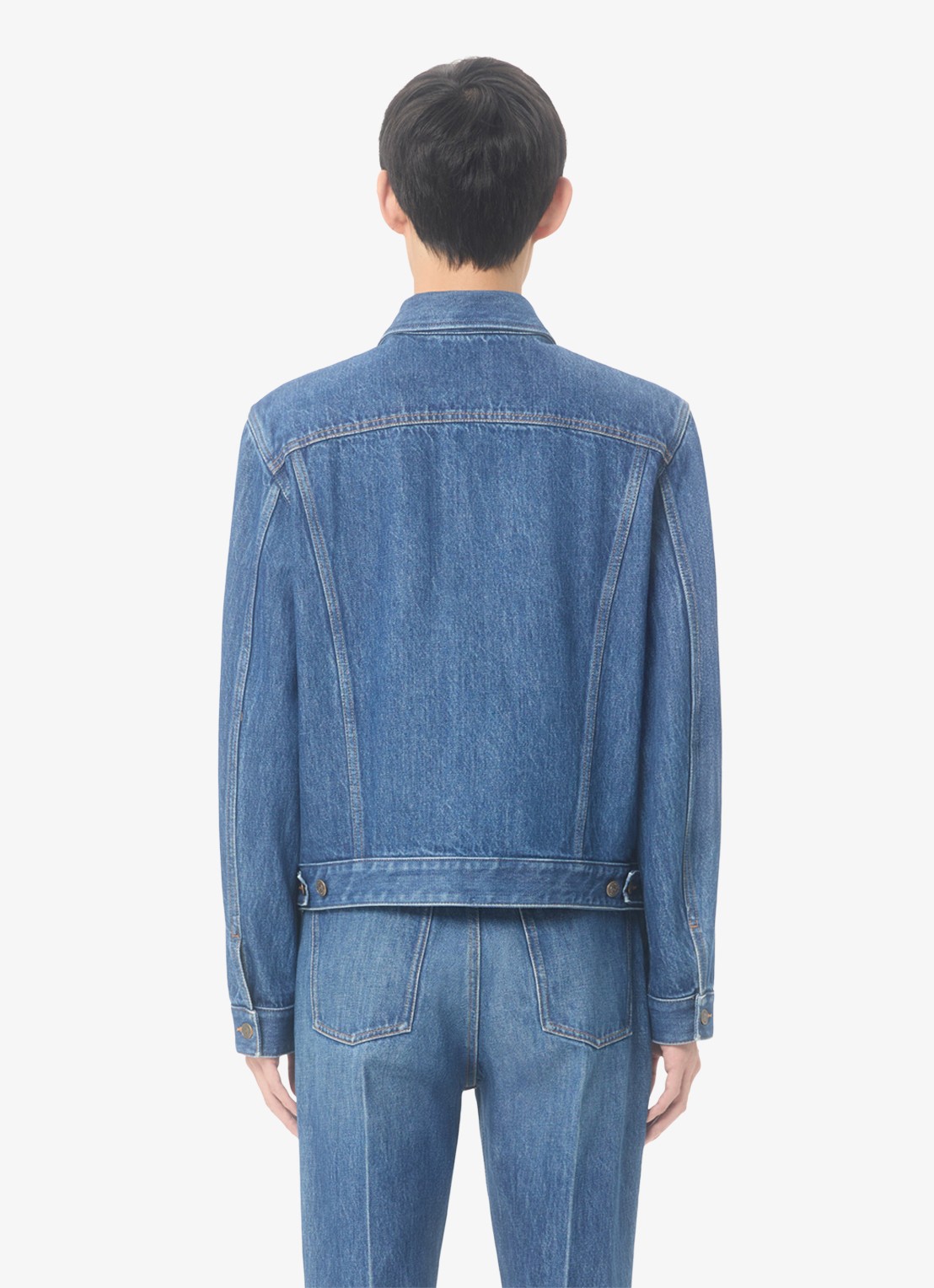 Valentino Garavani Spijkerjas met borst- en steekzakken - achterkant indigo
