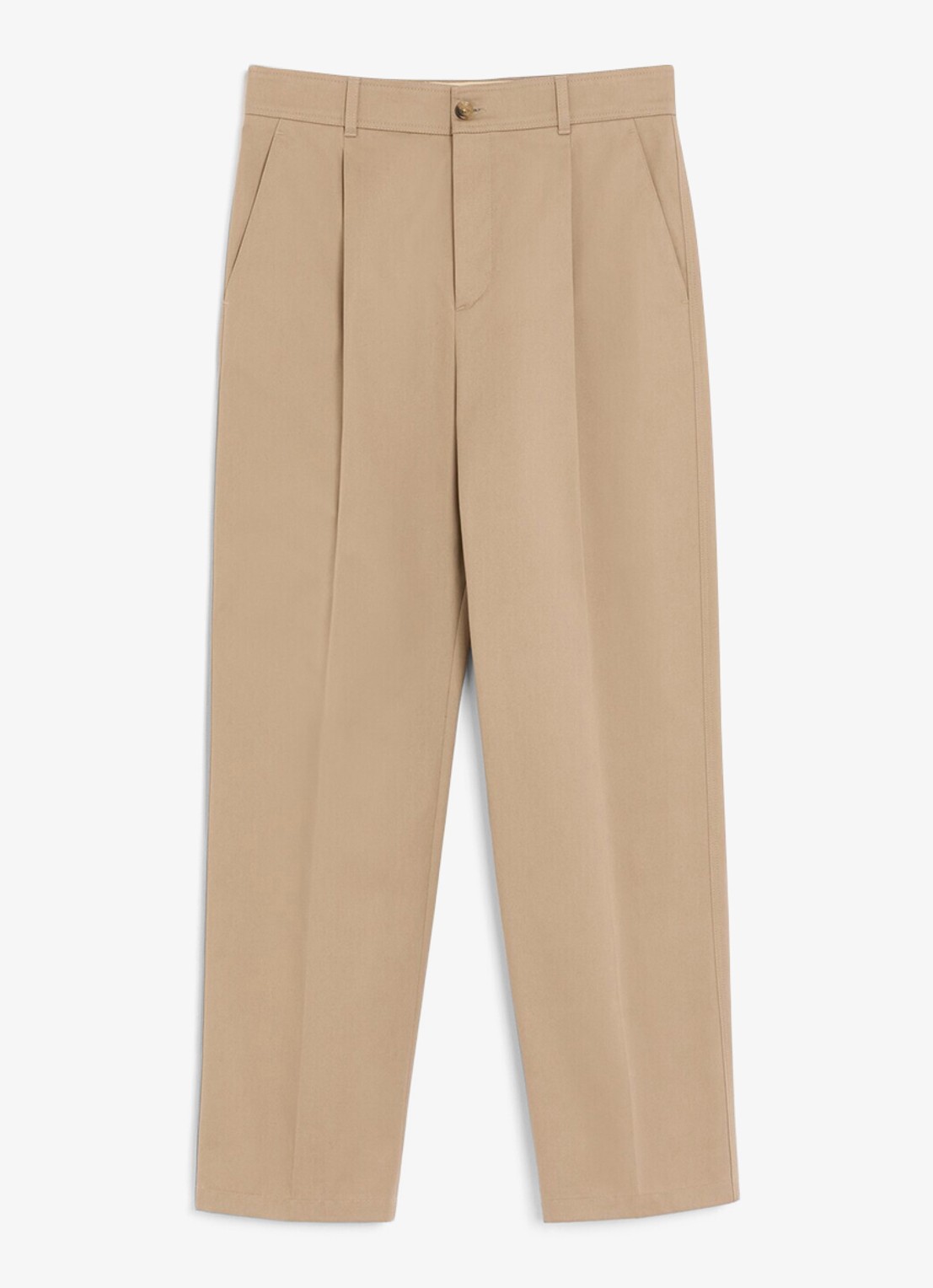 Valentino Garavani Straight fit chino met plooidetails - voorkant donkerbeige