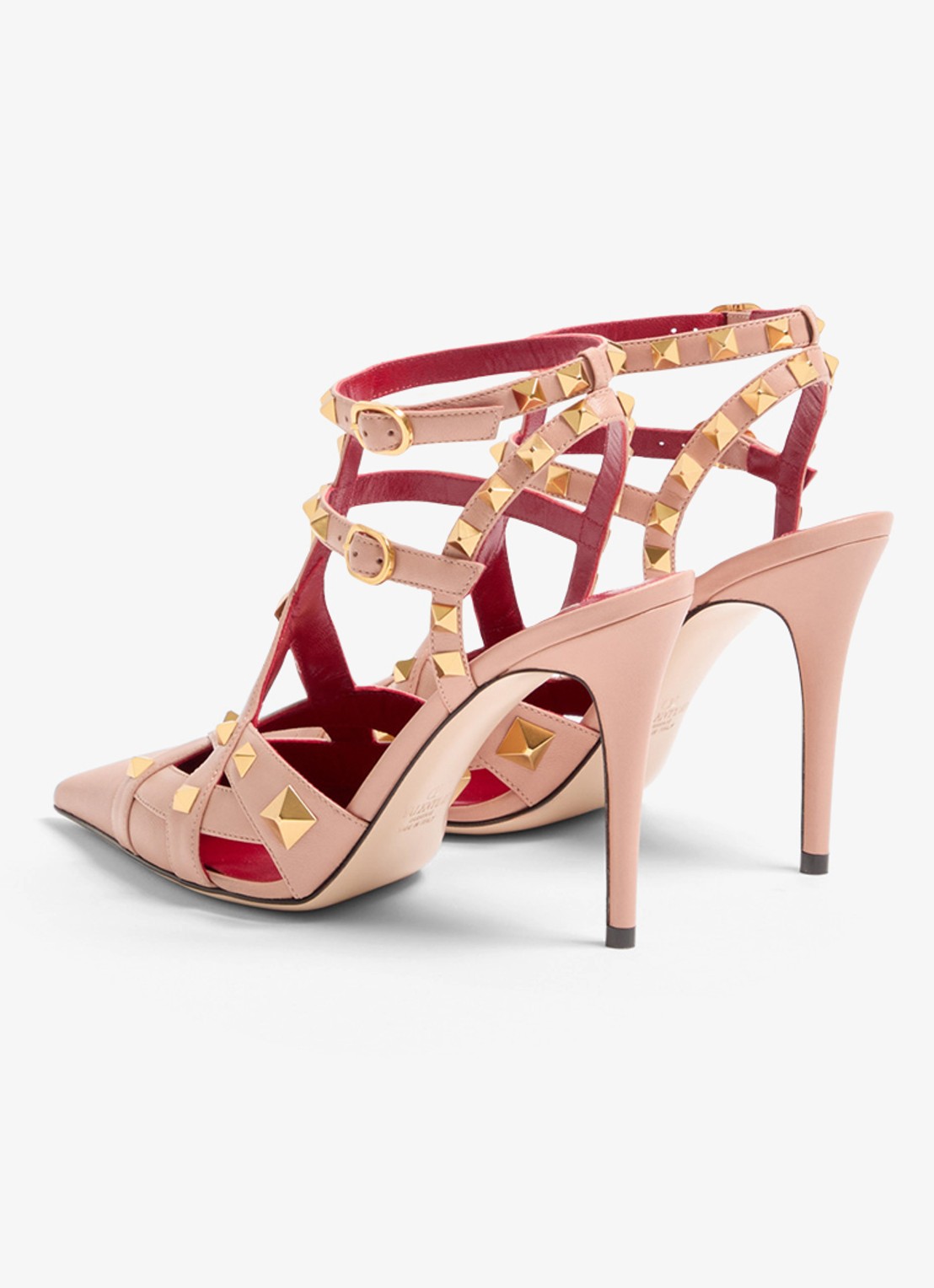 Valentino Garavani Studdy sandalette van geitenleer met studs - achterkant 7 oudroze