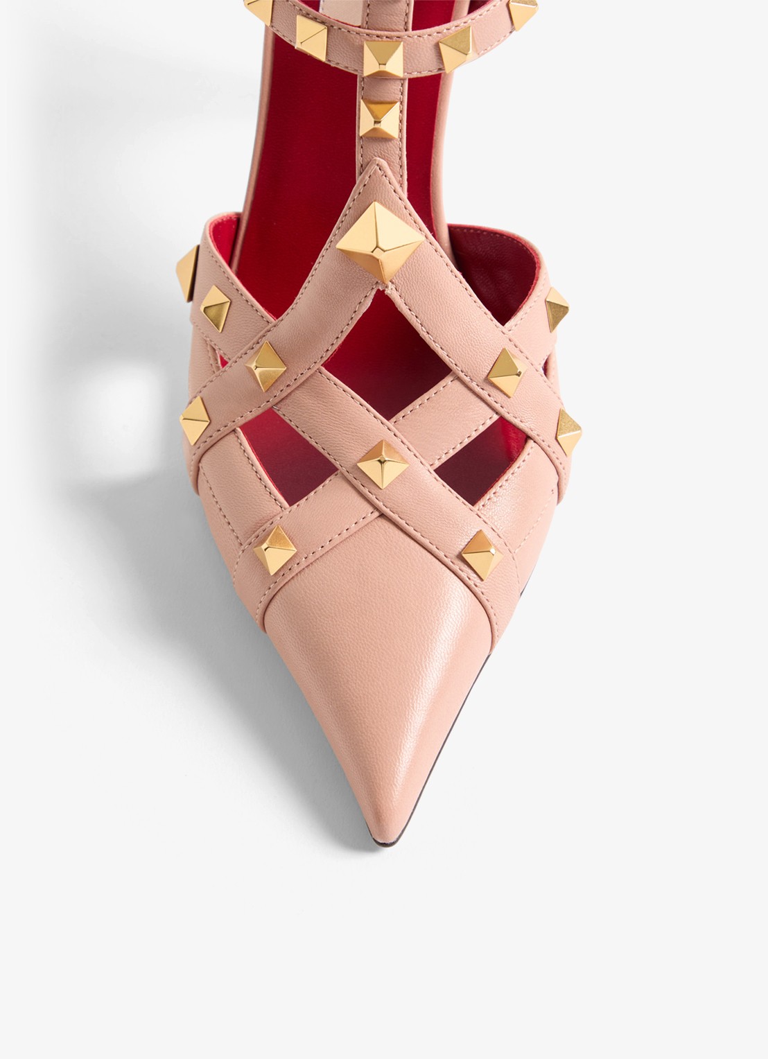 Valentino Garavani Studdy sandalette van geitenleer met studs - detail 3 oudroze