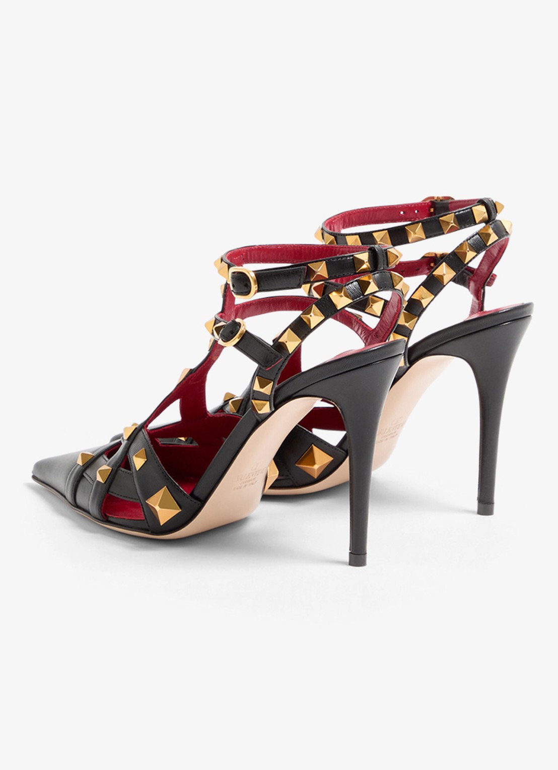 Valentino Garavani Studdy sandalette van geitenleer met studs - achterkant zwart
