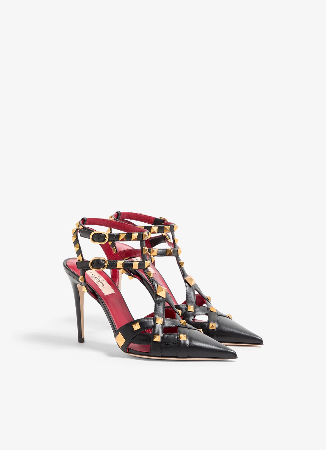 Valentino Garavani Studdy sandalette van geitenleer met studs - detail 2 zwart