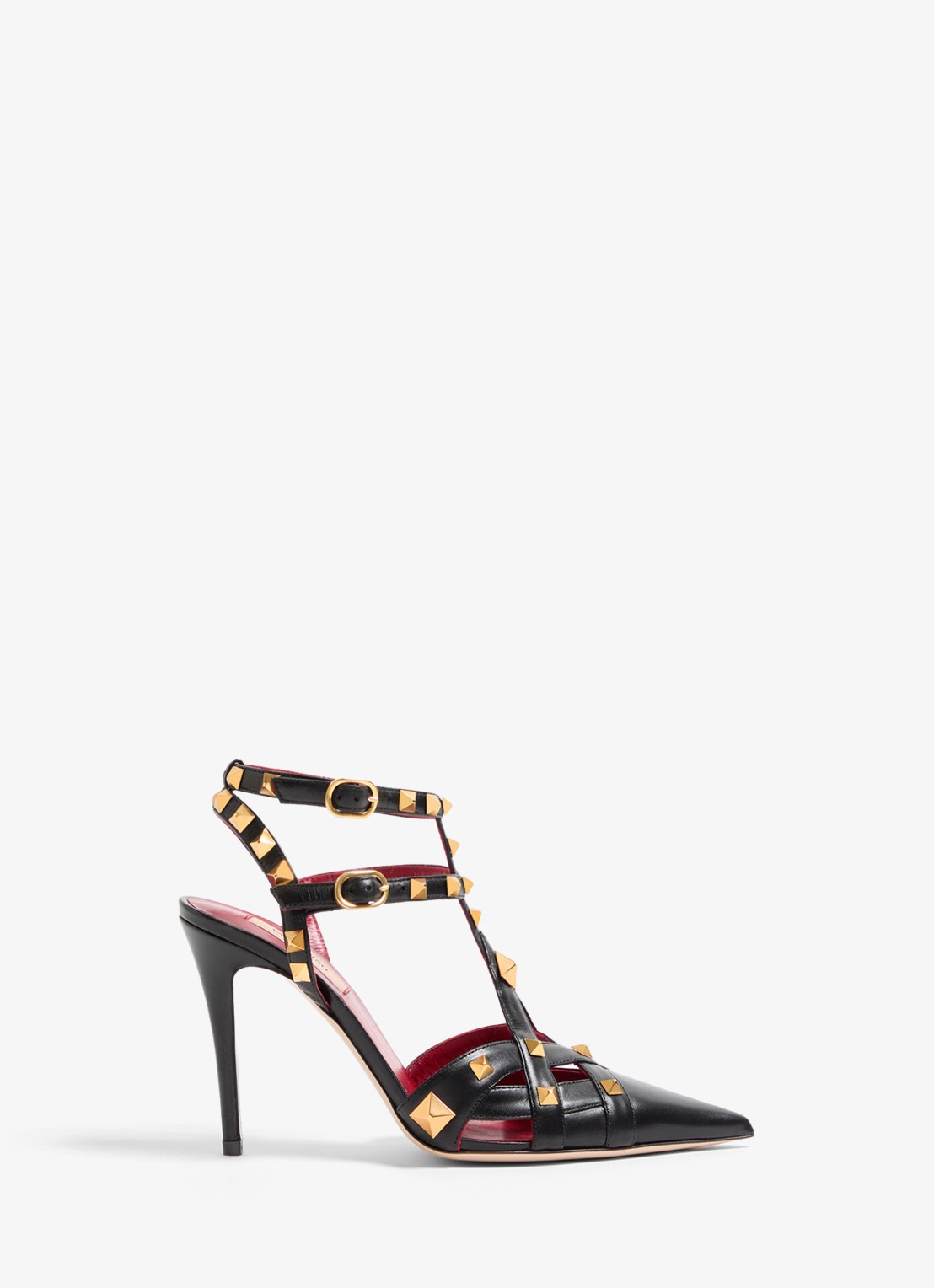 Valentino Garavani Studdy sandalette van geitenleer met studs - voorkant 6 zwart