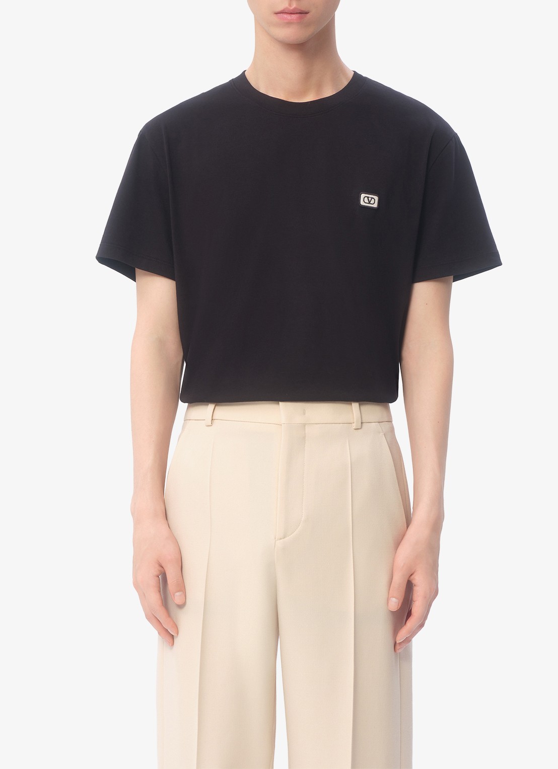 Valentino Garavani T-shirt met logoborduring - detail zwart