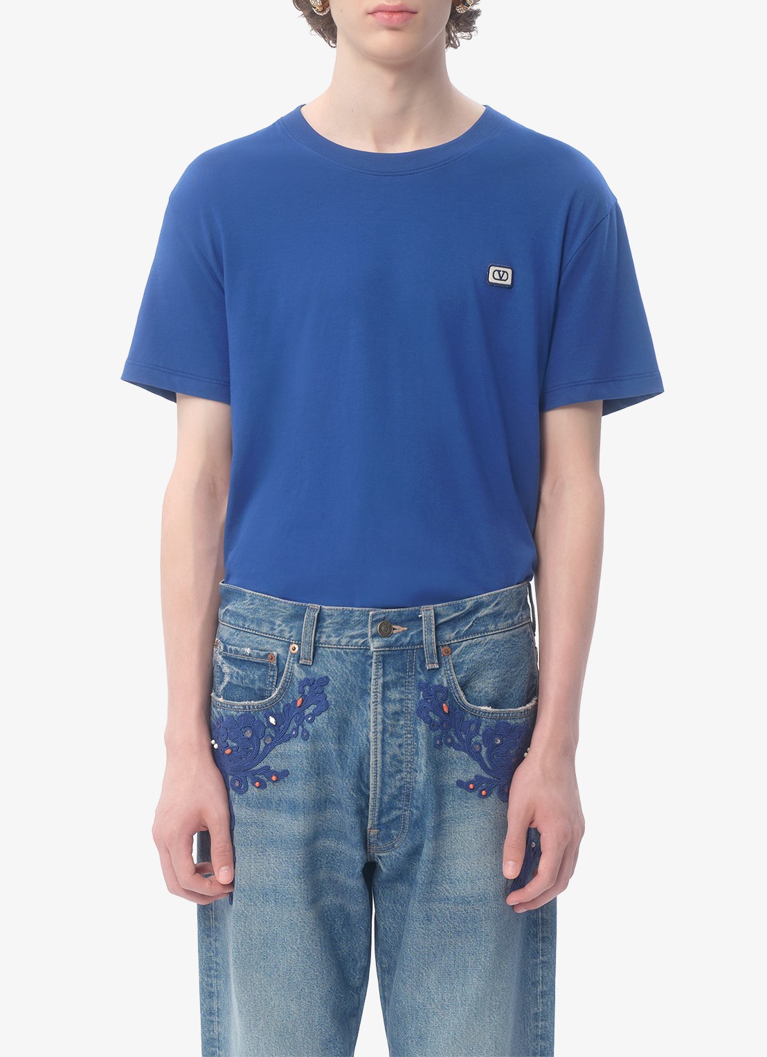 Valentino Garavani T-shirt met logoborduring - detail 3 blauw