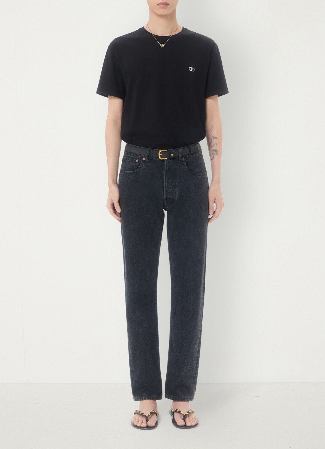 Valentino Garavani T-shirt met logoborduring - voorkant 2 zwart