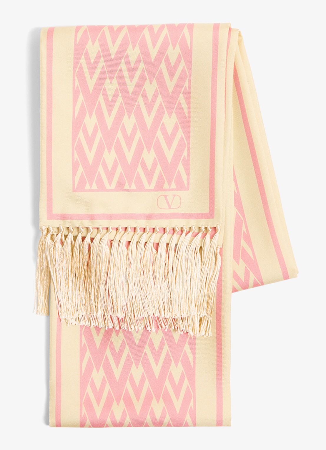 Valentino Garavani Toute la V sjaal van zijde 180 x 15 cm - detail roze