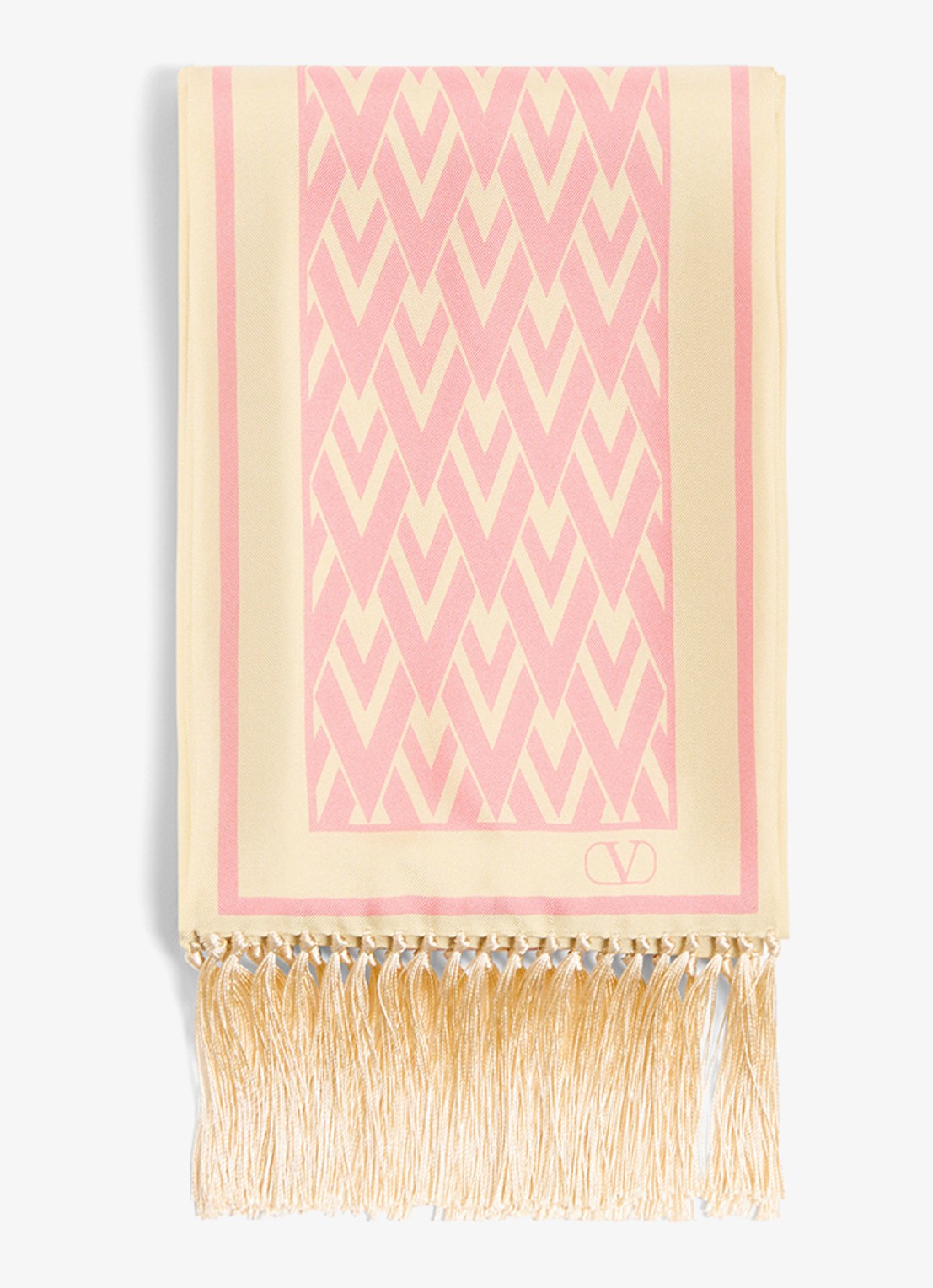 Valentino Garavani Toute la V sjaal van zijde 180 x 15 cm - voorkant 3 roze