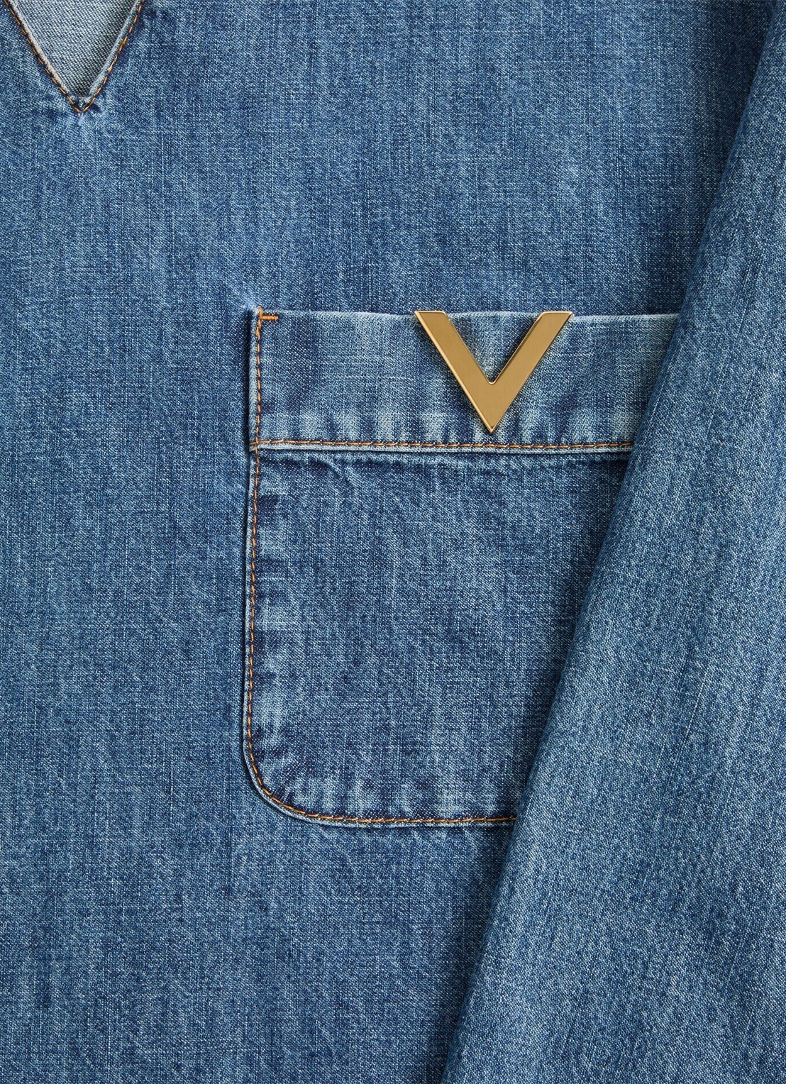Valentino Garavani Tuniek van chambray met borstzak - detail 3 indigo