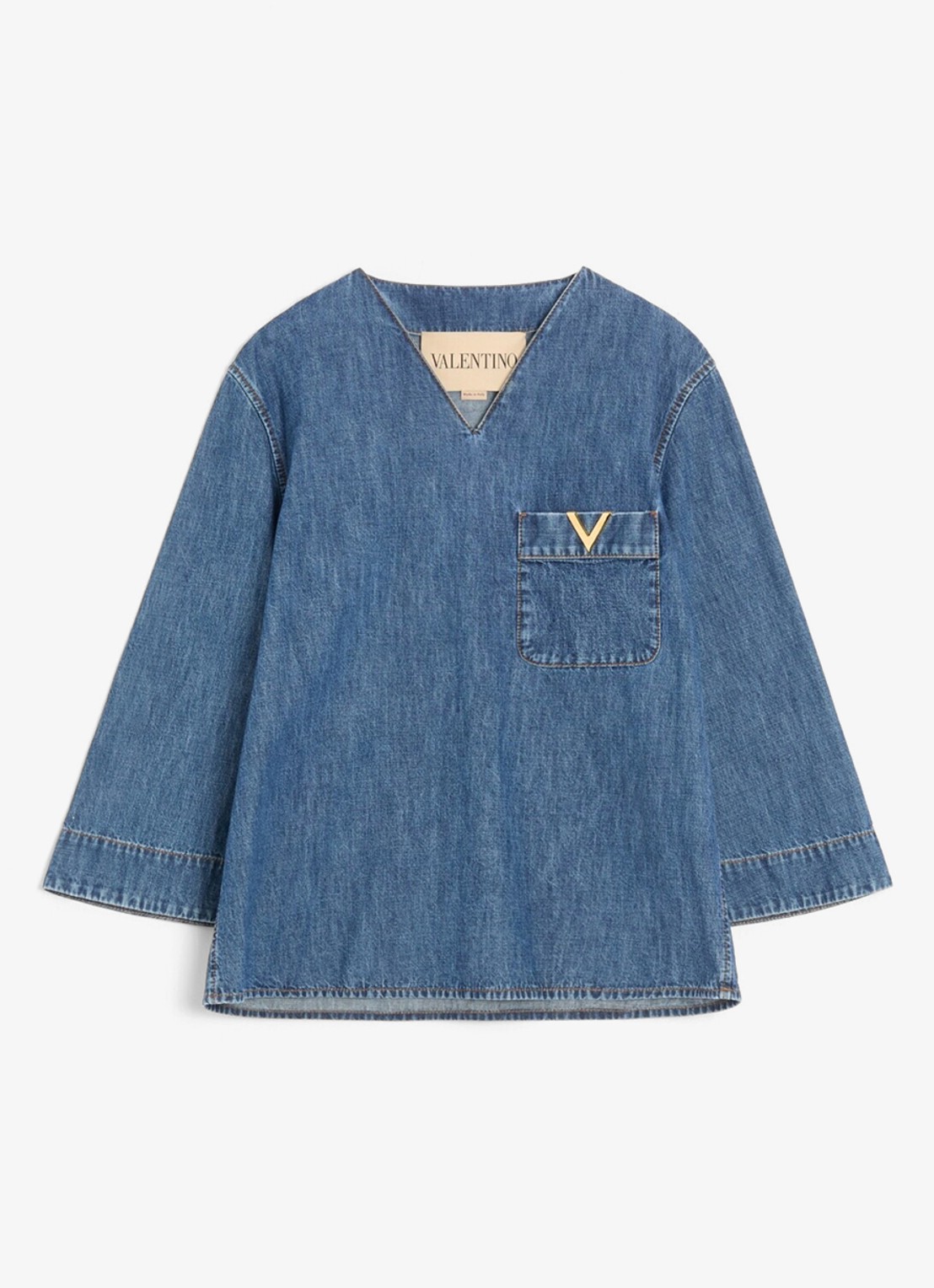 Valentino Garavani Tuniek van chambray met borstzak - voorkant indigo