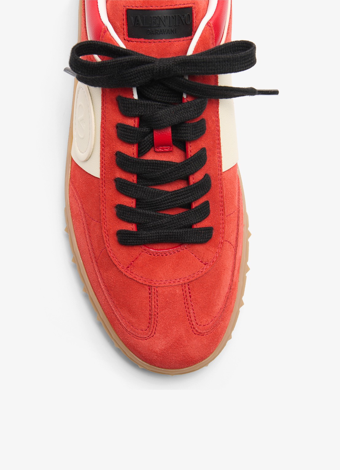 Valentino Garavani Upvillage sneaker van kalfssuède met kalfsleren details - detail 6 rood