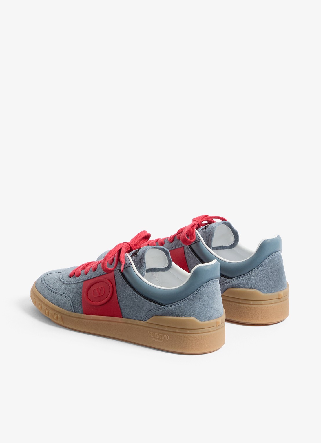 Valentino Garavani Upvillage sneaker van kalfssuède met kalfsleren details - achterkant 8 grijs