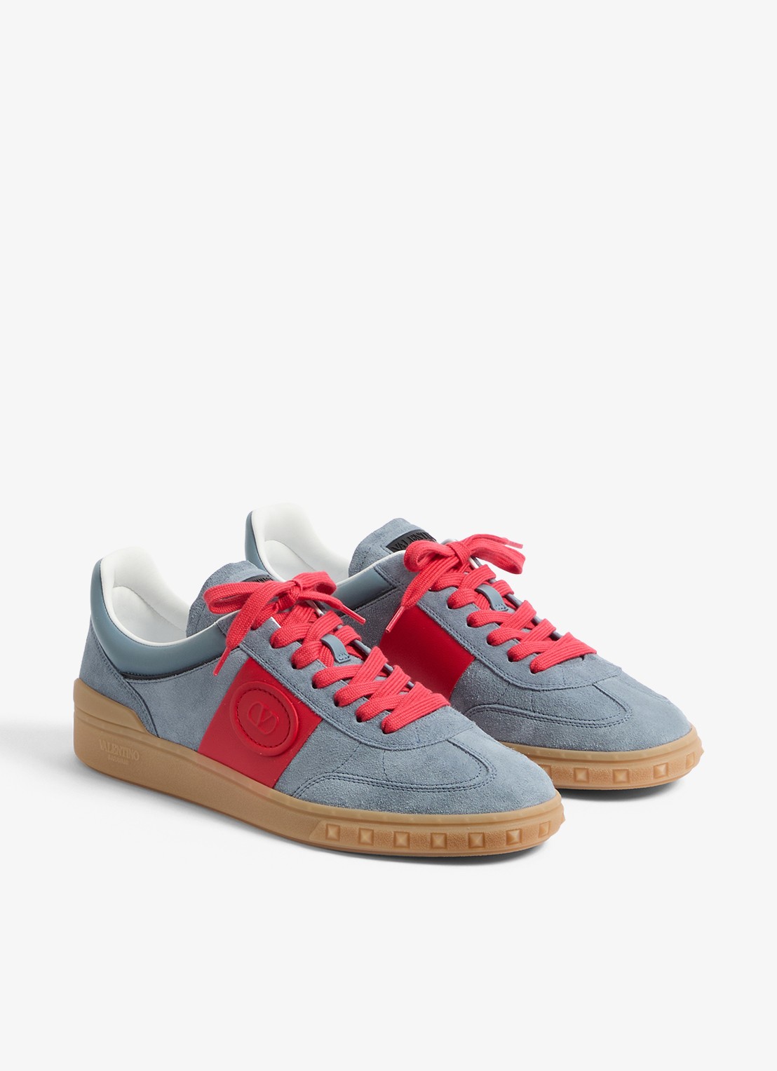 Valentino Garavani Upvillage sneaker van kalfssuède met kalfsleren details - detail 3 grijs