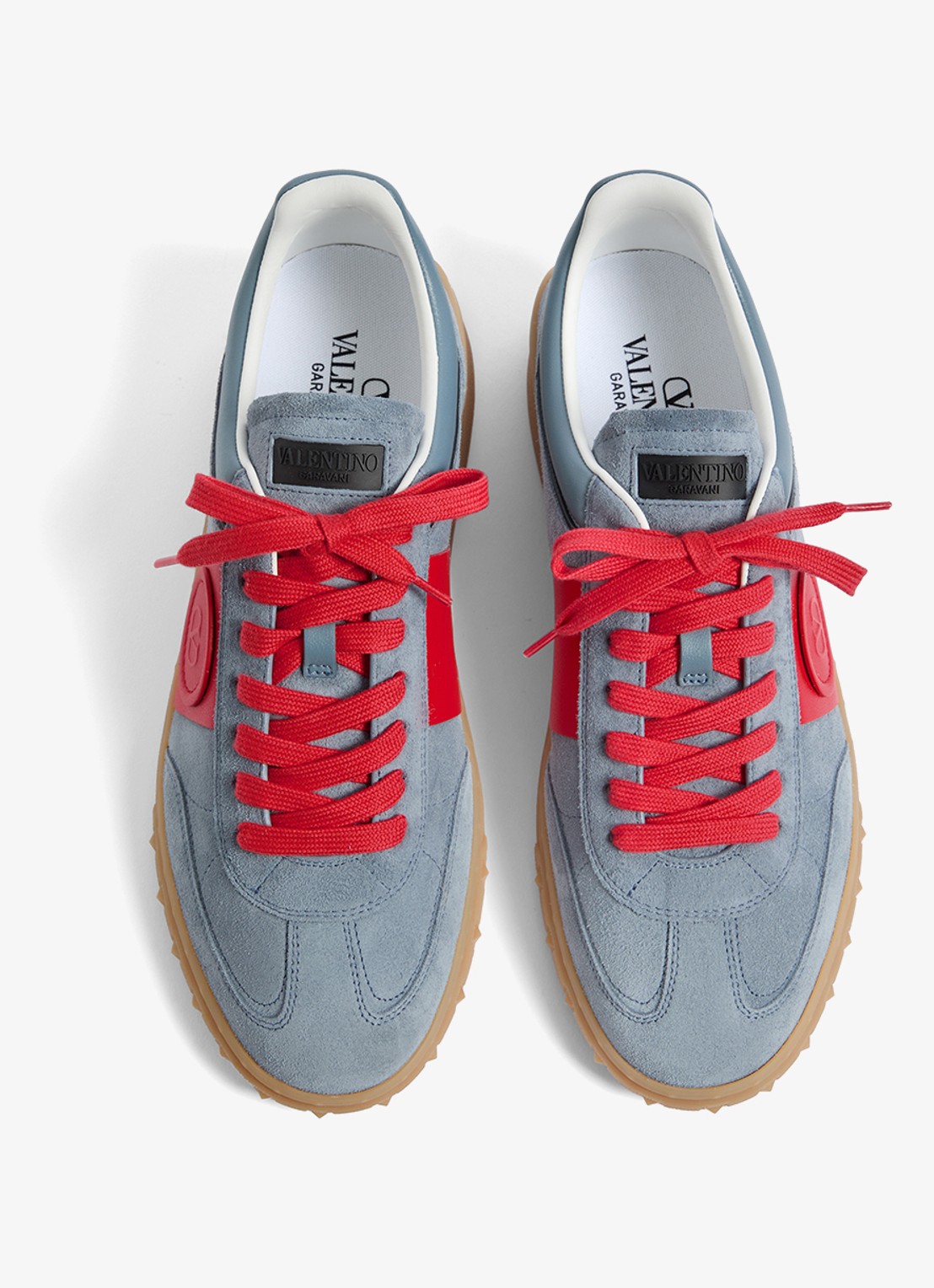 Valentino Garavani Upvillage sneaker van kalfssuède met kalfsleren details - detail 4 grijs