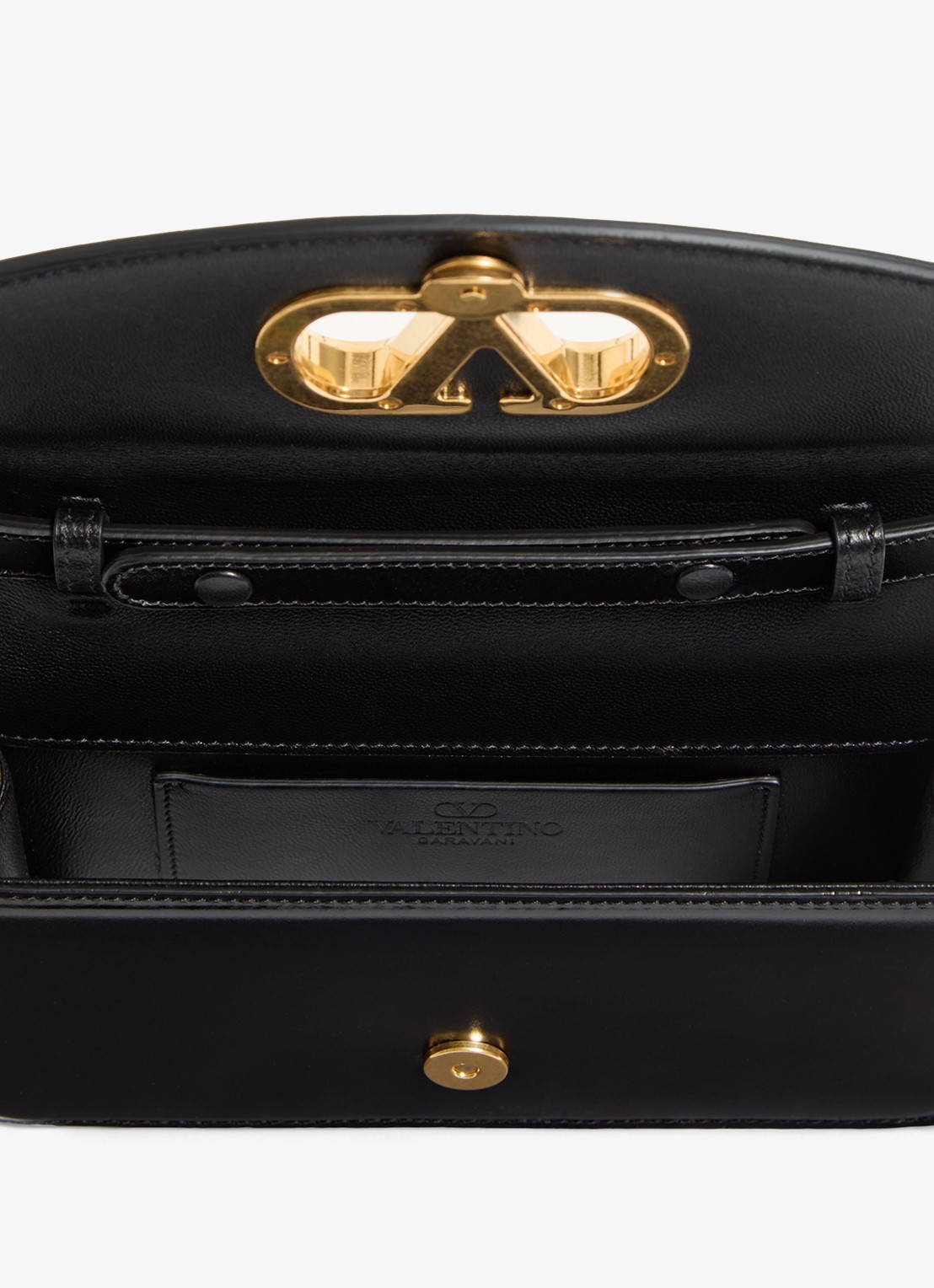 Valentino Garavani Vain Small clutch van kalfsleer met afneembare schouderriem - detail 3 zwart
