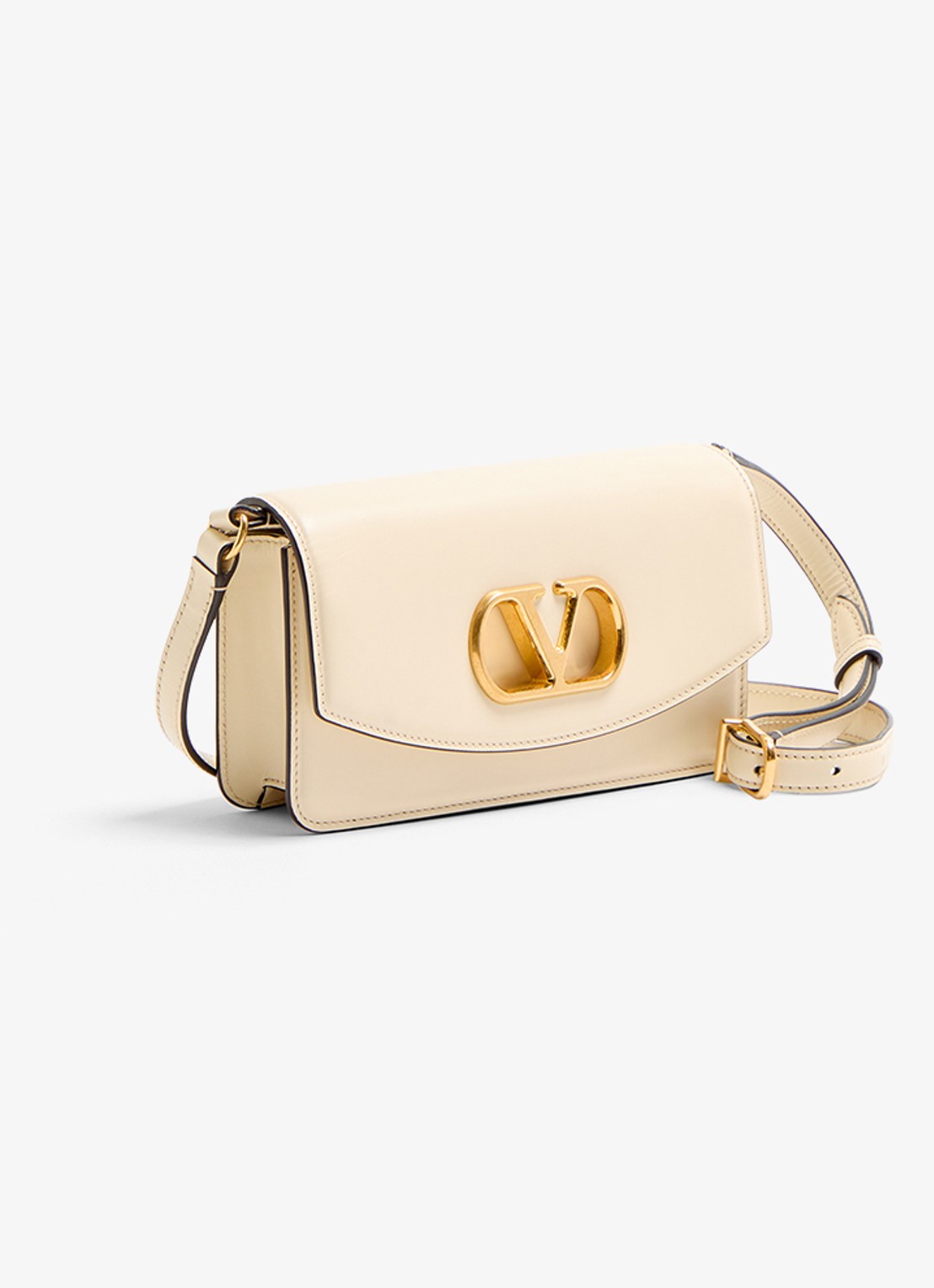 Valentino Garavani Vain Small clutch van kalfsleer met afneembare schouderriem - detail 4 creme