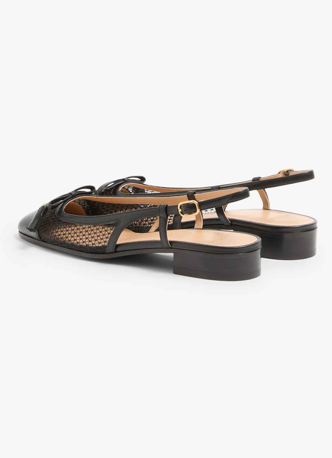 Valentino Garavani Valet Du Roi slingback van geitenleer met mesh details - achterkant zwart