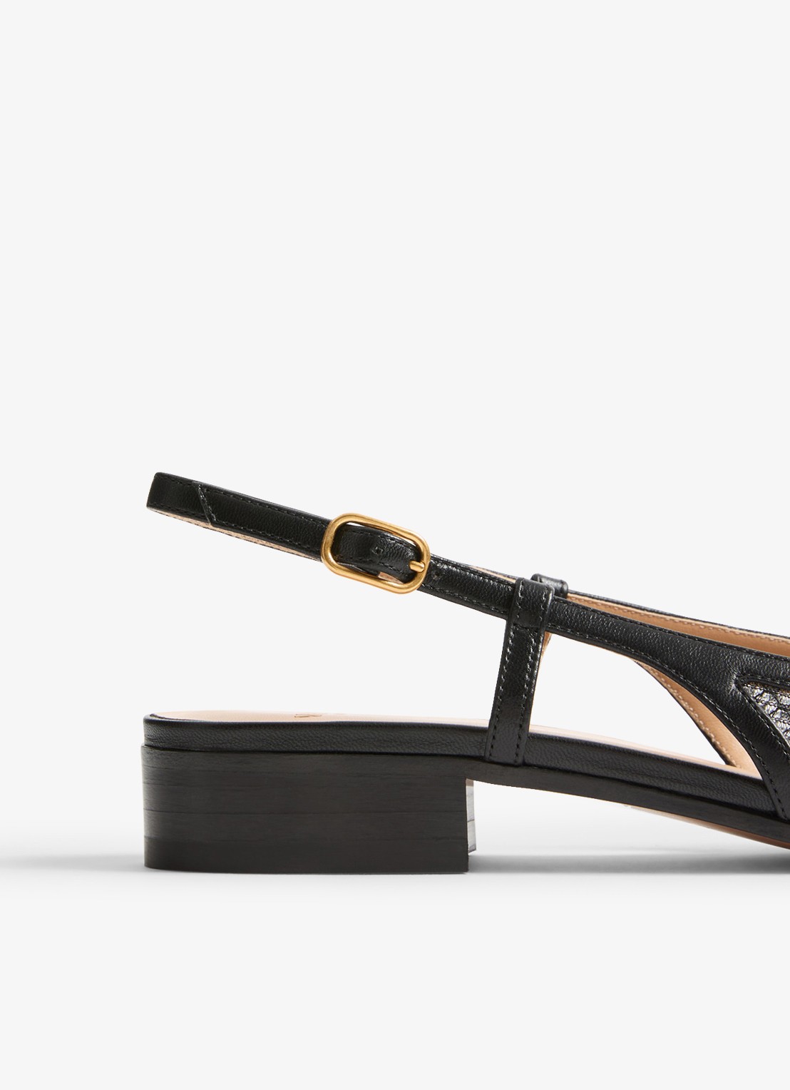 Valentino Garavani Valet Du Roi slingback van geitenleer met mesh details - detail 5 zwart