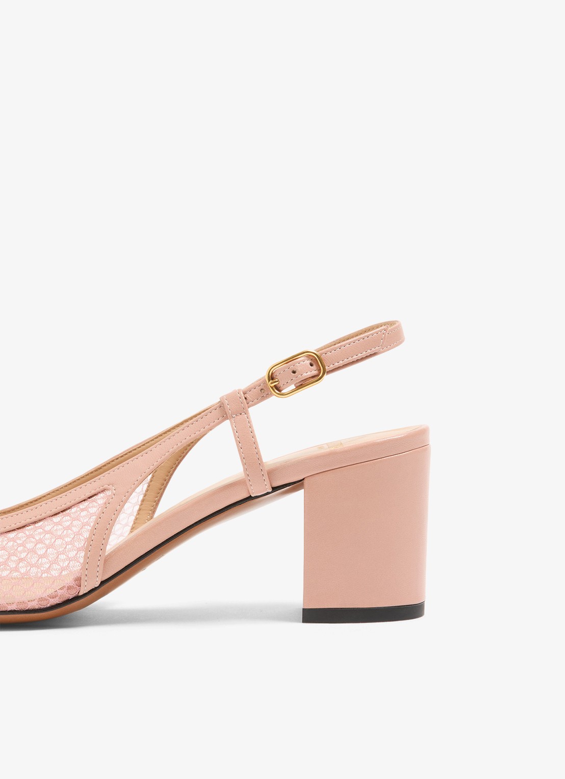 Valentino Garavani Valet Du Roi slingback van geitenleer met mesh details - detail 7 oudroze