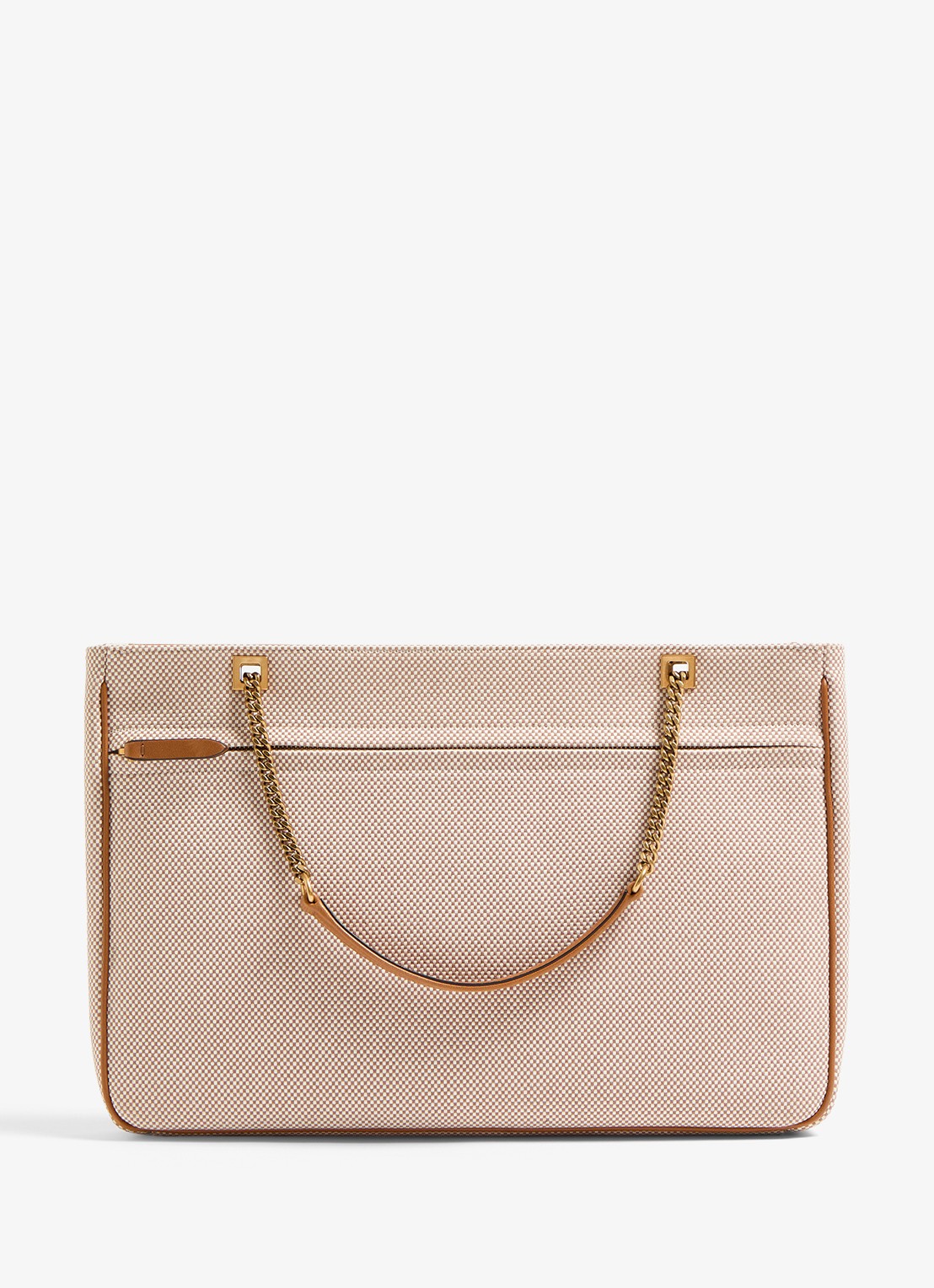 Valentino Garavani Viva Superstar Medium schoudertas van canvas met lamsleren details - achterkant camel