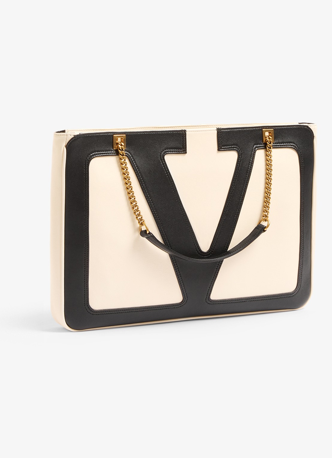 Valentino Garavani Viva Superstar Medium schoudertas van lamsleer - detail 3 gebroken wit