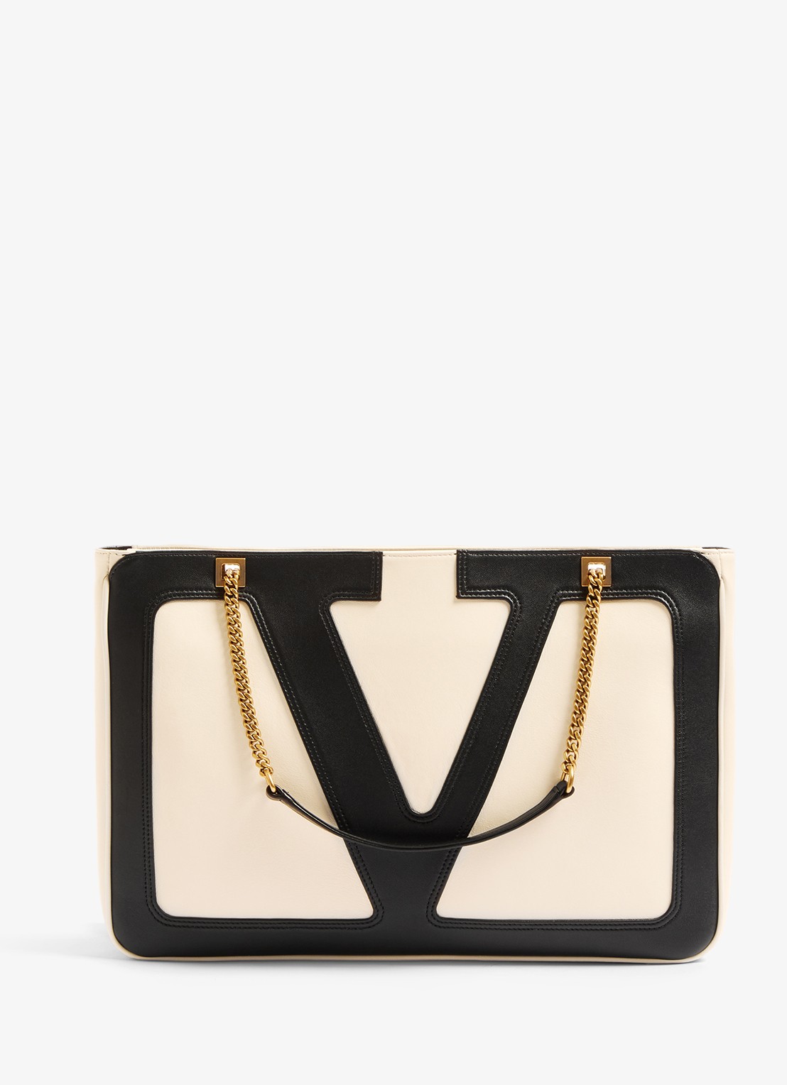 Valentino Garavani Viva Superstar Medium schoudertas van lamsleer - voorkant gebroken wit