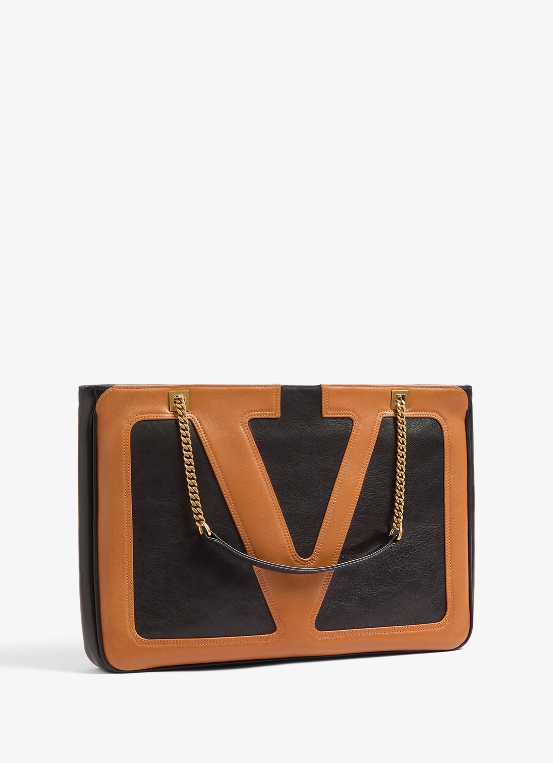 Valentino Garavani Viva Superstar Medium schoudertas van lamsleer - detail zwart