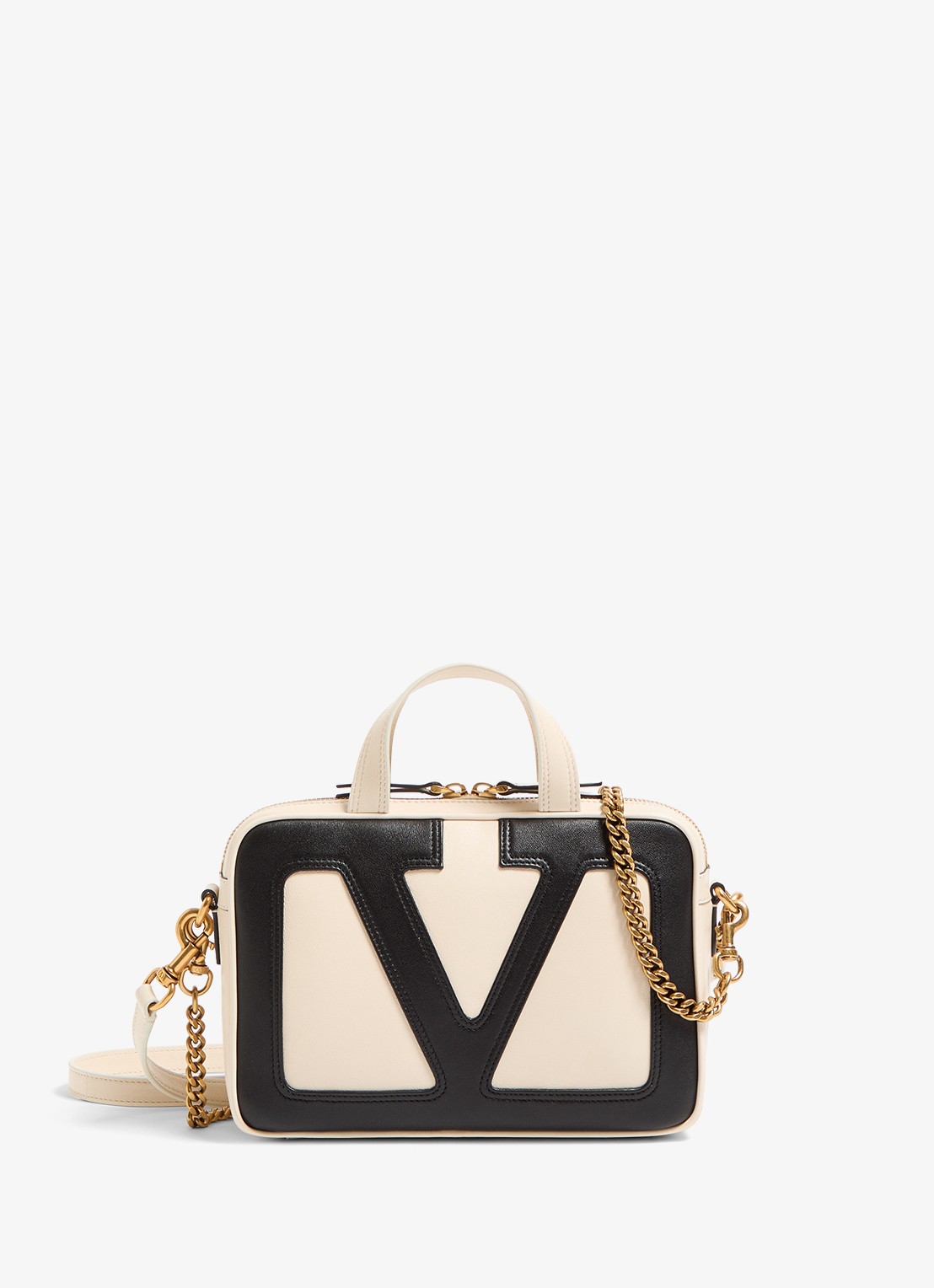 Valentino Garavani Viva Superstar Small handtas van lamsleer - voorkant creme