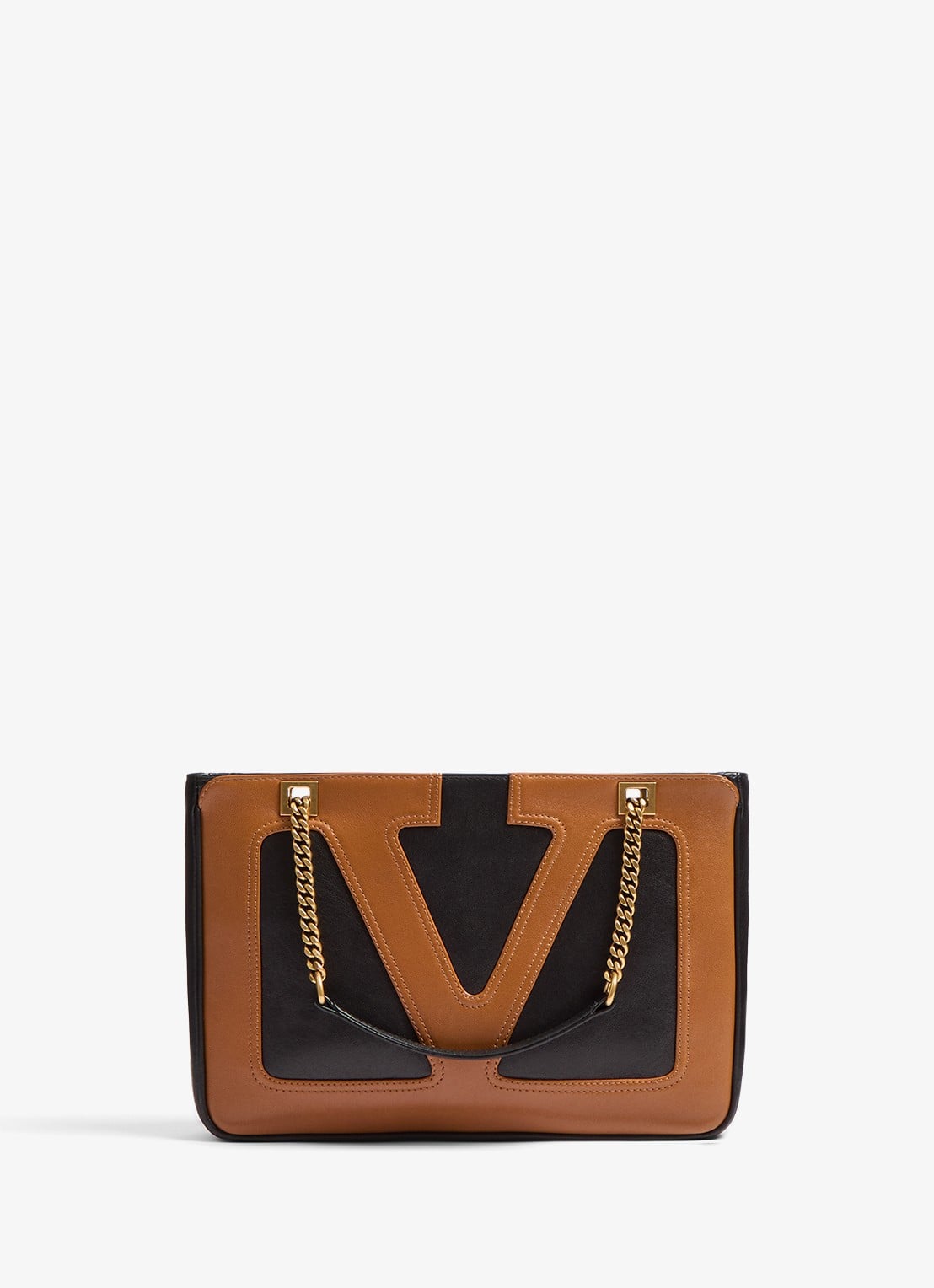 Valentino Garavani Viva Superstar Small schoudertas van lamsleer - voorkant 2 bruin