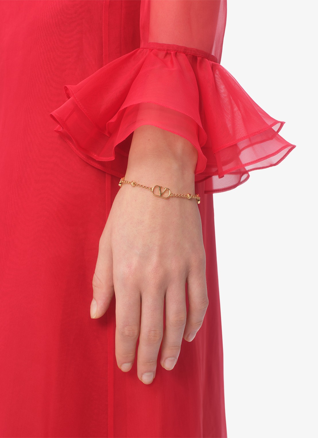 Valentino Garavani Vlogo Signature armband met logo - voorkant 4 goud