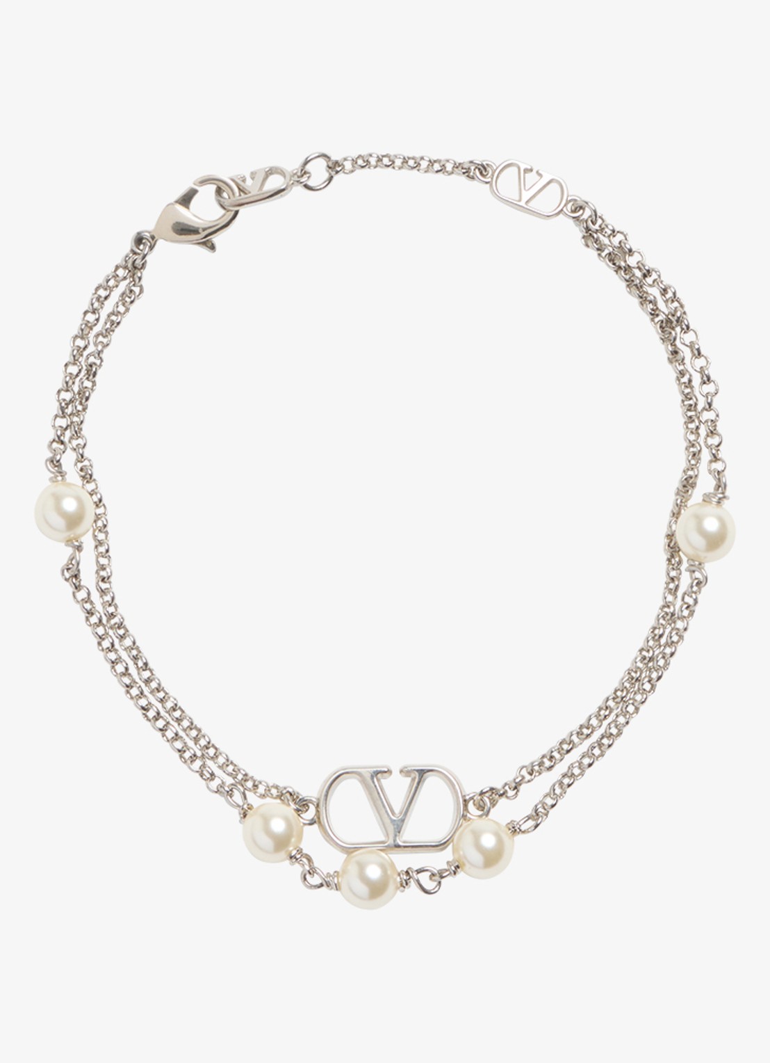 Valentino Garavani VLogo Signature armband met logo - voorkant 3 zilver