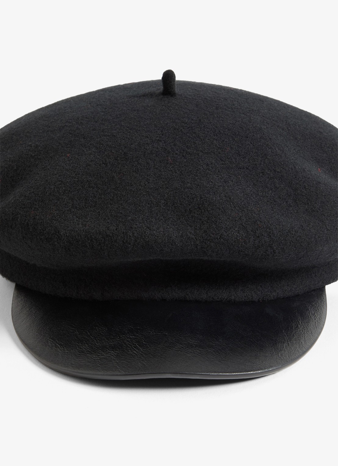 Valentino Garavani Vlogo Signature flatcap van wol met leren details - detail 4 zwart