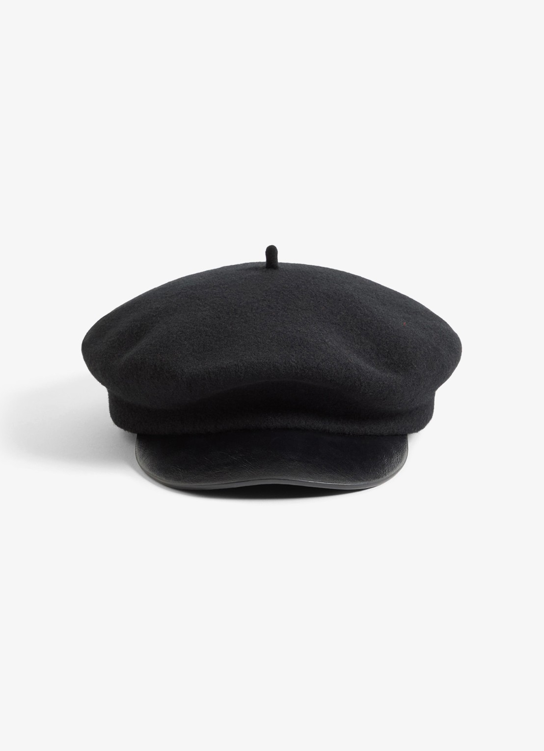 Valentino Garavani Vlogo Signature flatcap van wol met leren details - voorkant zwart