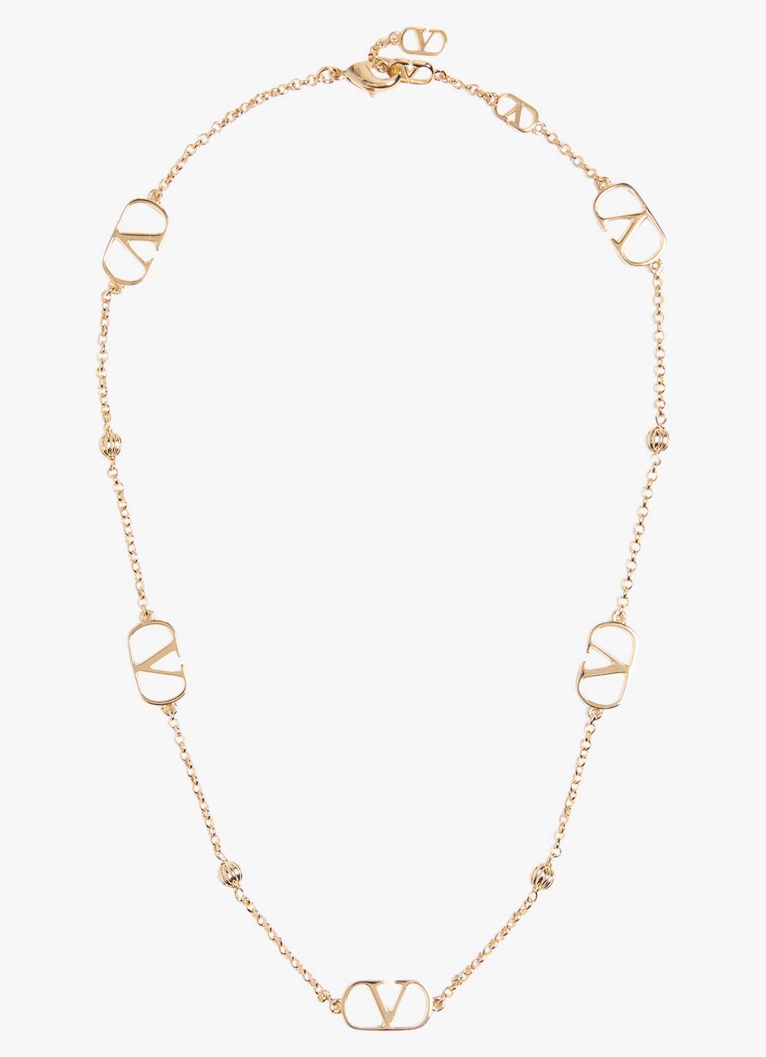 Valentino Garavani Vlogo Signature ketting met logo - voorkant 4 goud
