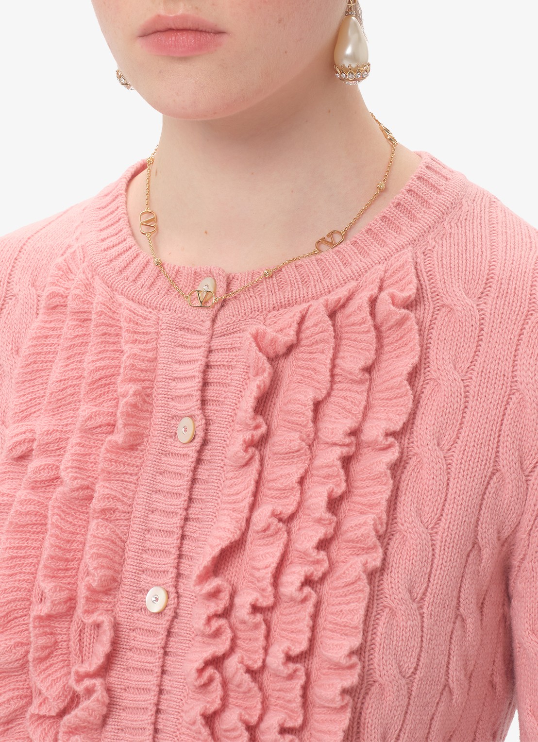 Valentino Garavani Vlogo Signature ketting met logo - voorkant 5 goud