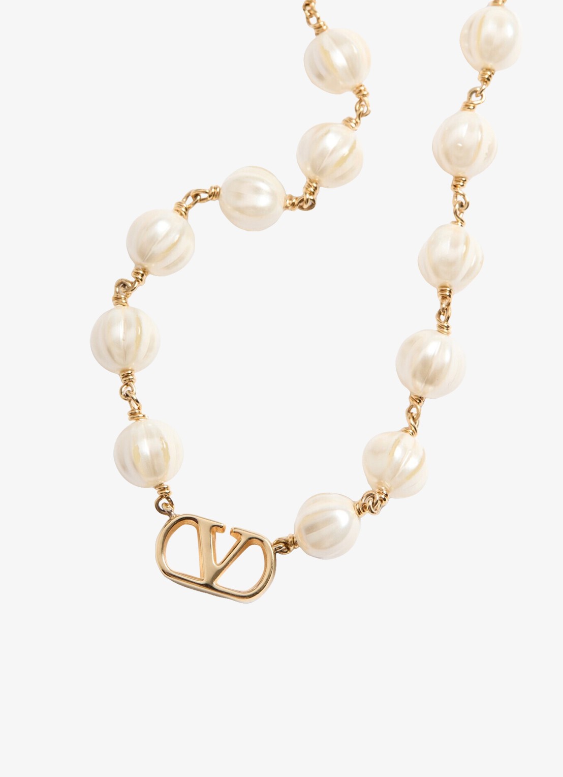Valentino Garavani VLogo Signature ketting met logo - detail goud