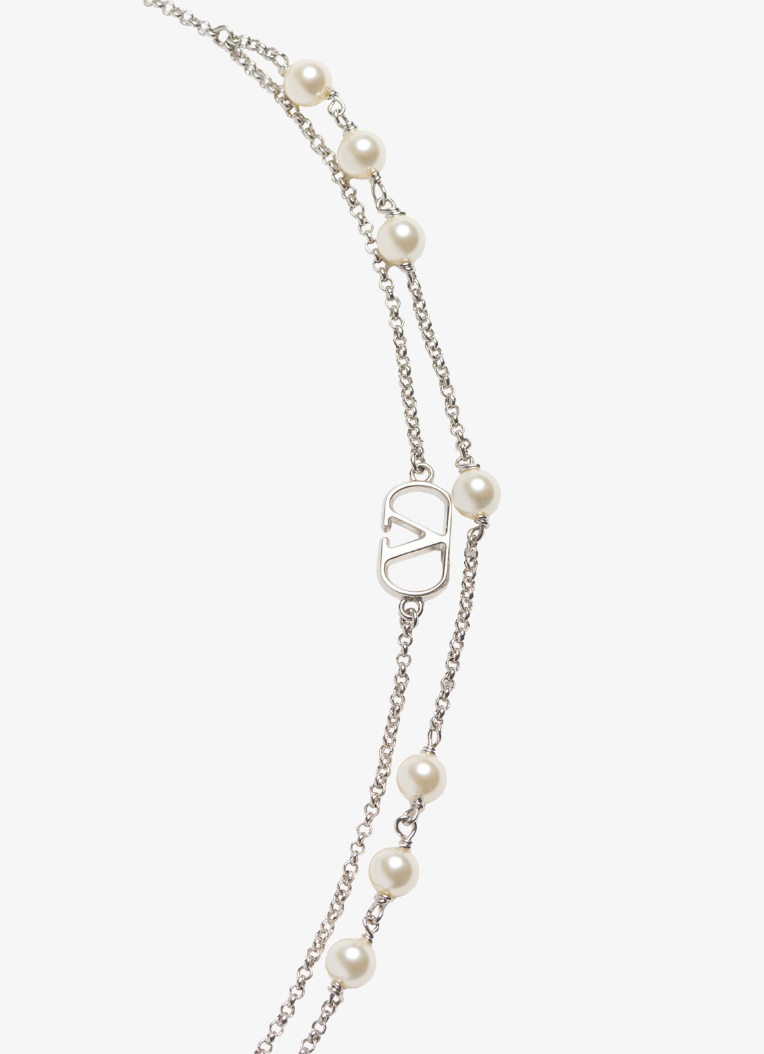 Valentino Garavani Vlogo Signature ketting met parel - detail zilver
