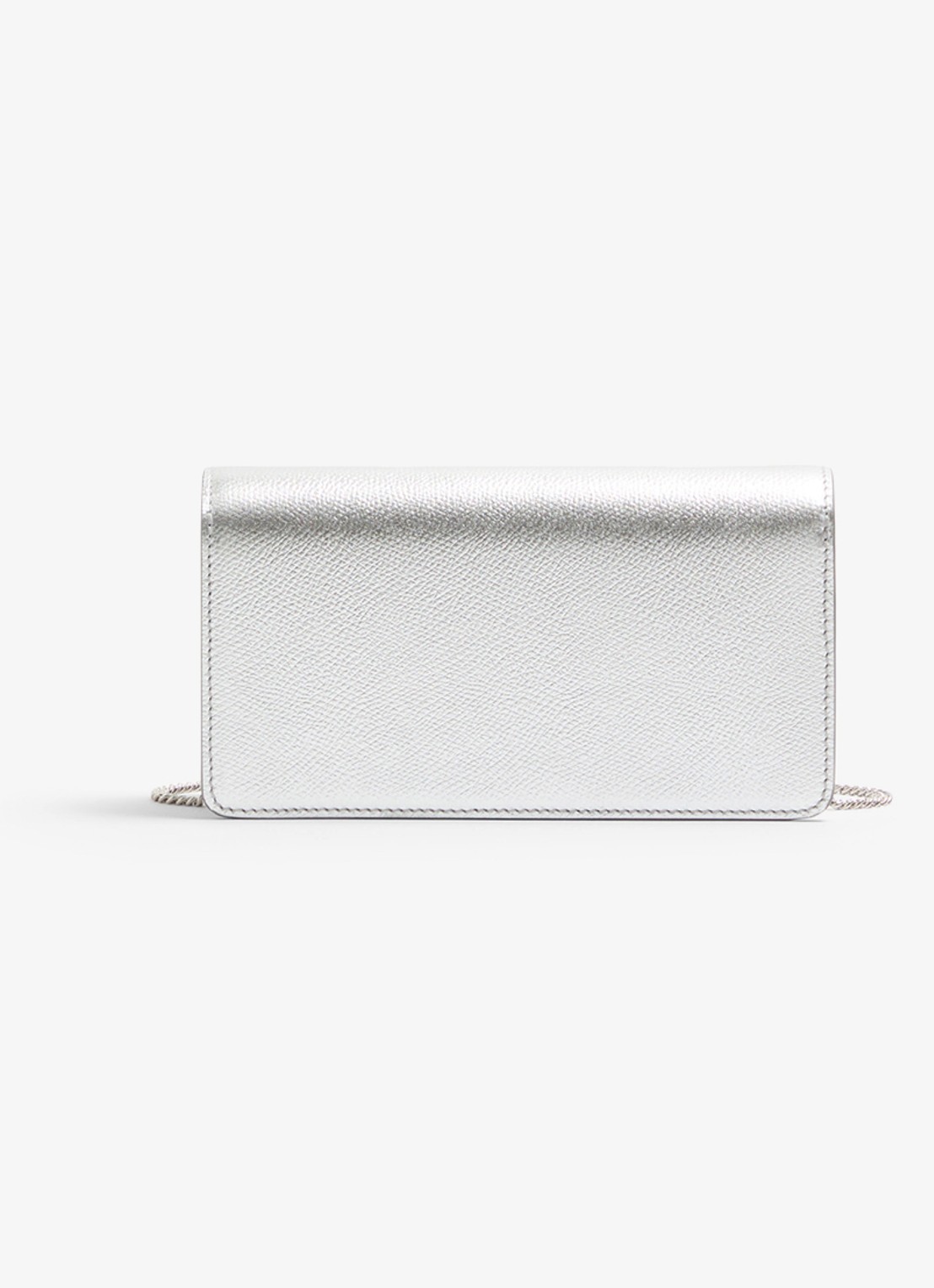 Valentino Garavani VLogo Signature Mini crossbodytas van kalfsleer met metallic finish - achterkant 6 zilver