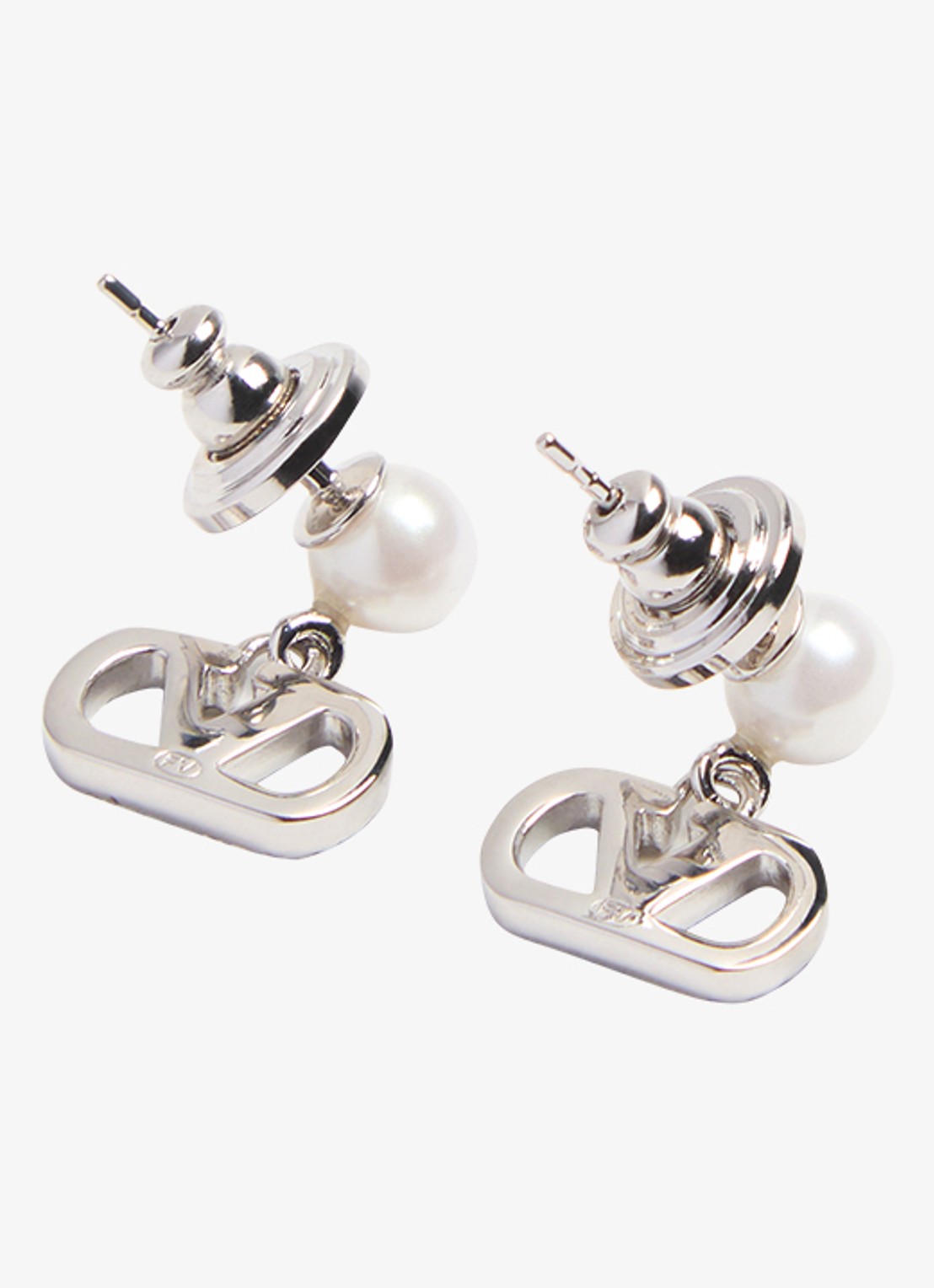 Valentino Garavani Vlogo Signature oorstekers met parel - detail 3 zilver