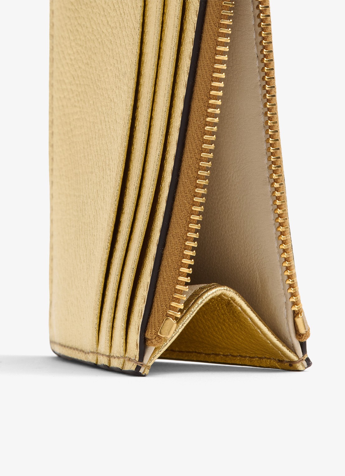 Valentino Garavani VLogo Signature portemonnee van kalfsleer met metallic finish - detail 5 goud
