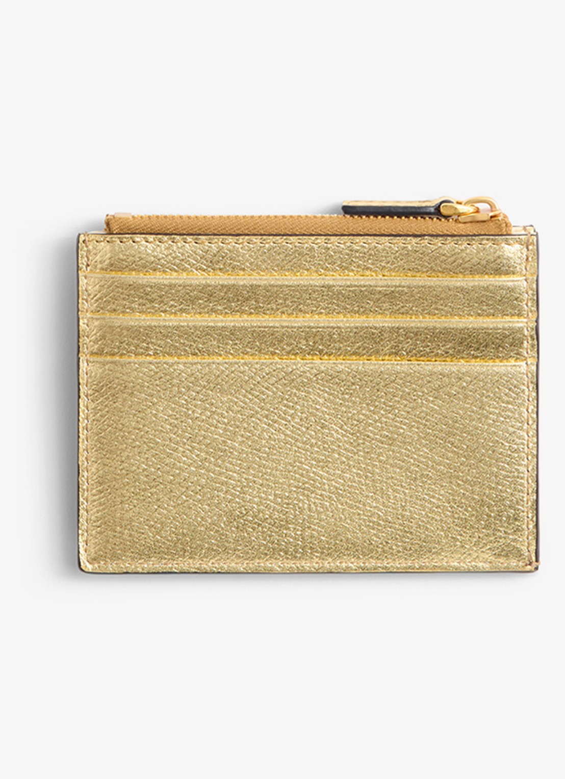 Valentino Garavani VLogo Signature portemonnee van kalfsleer met metallic finish - voorkant 2 goud