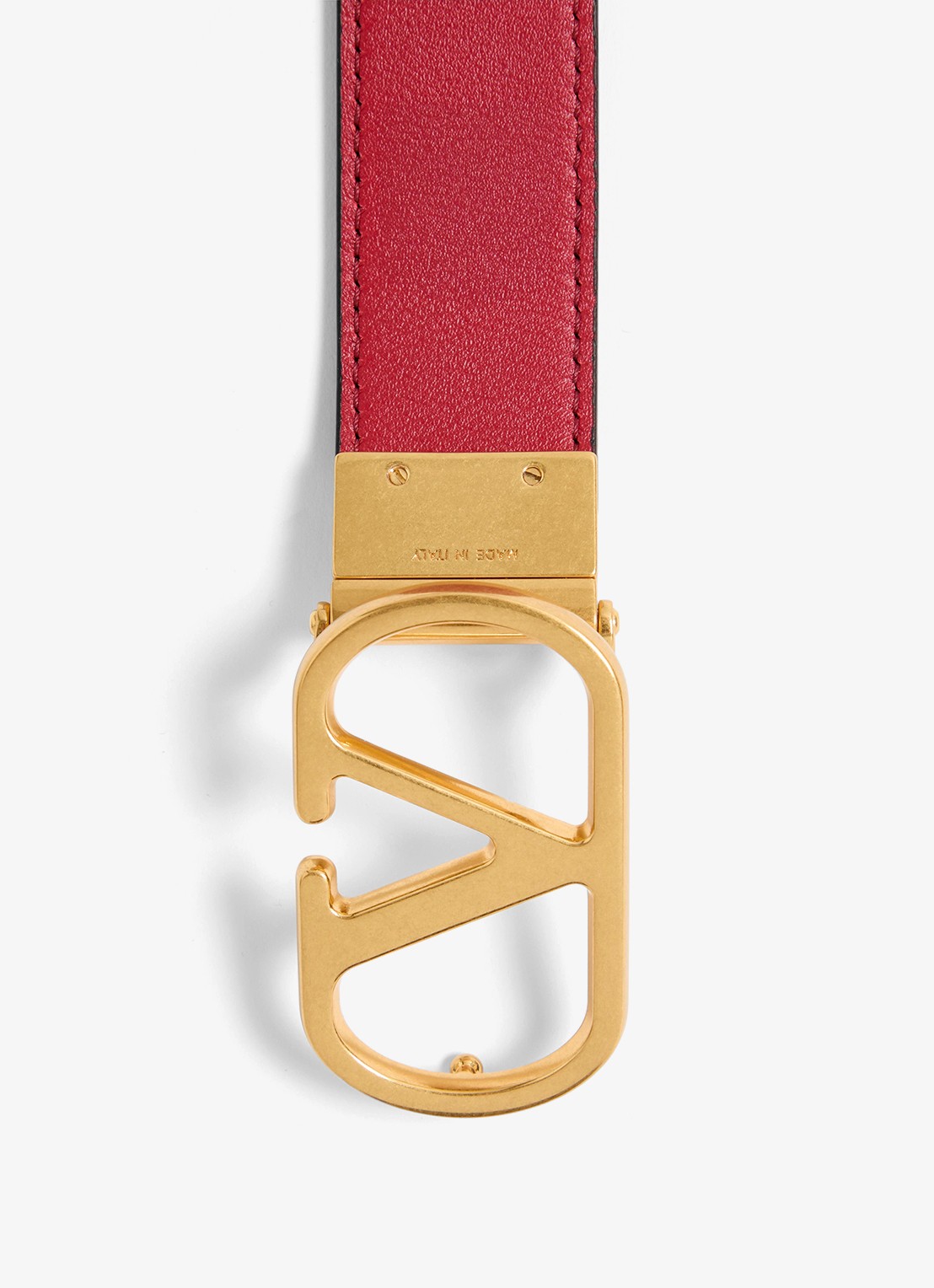 Valentino Garavani VLogo Signature reversible riem van kalfsleer - detail rood